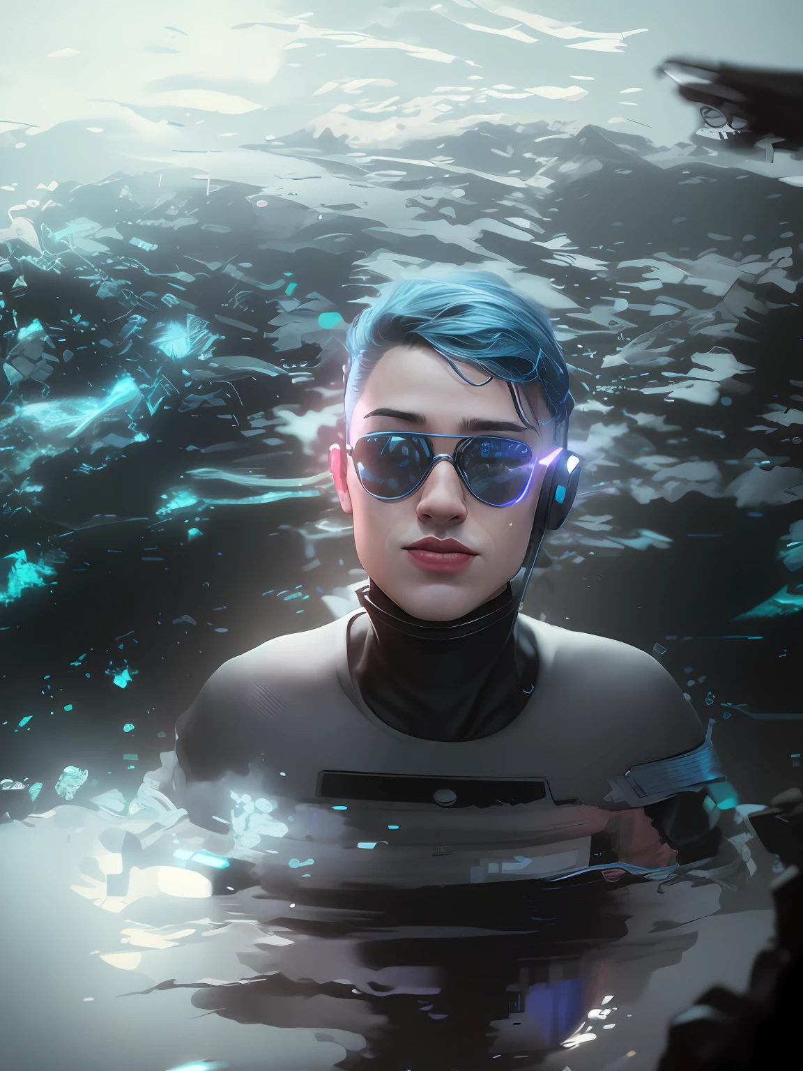 Realistic face cyber punk 8k image change background