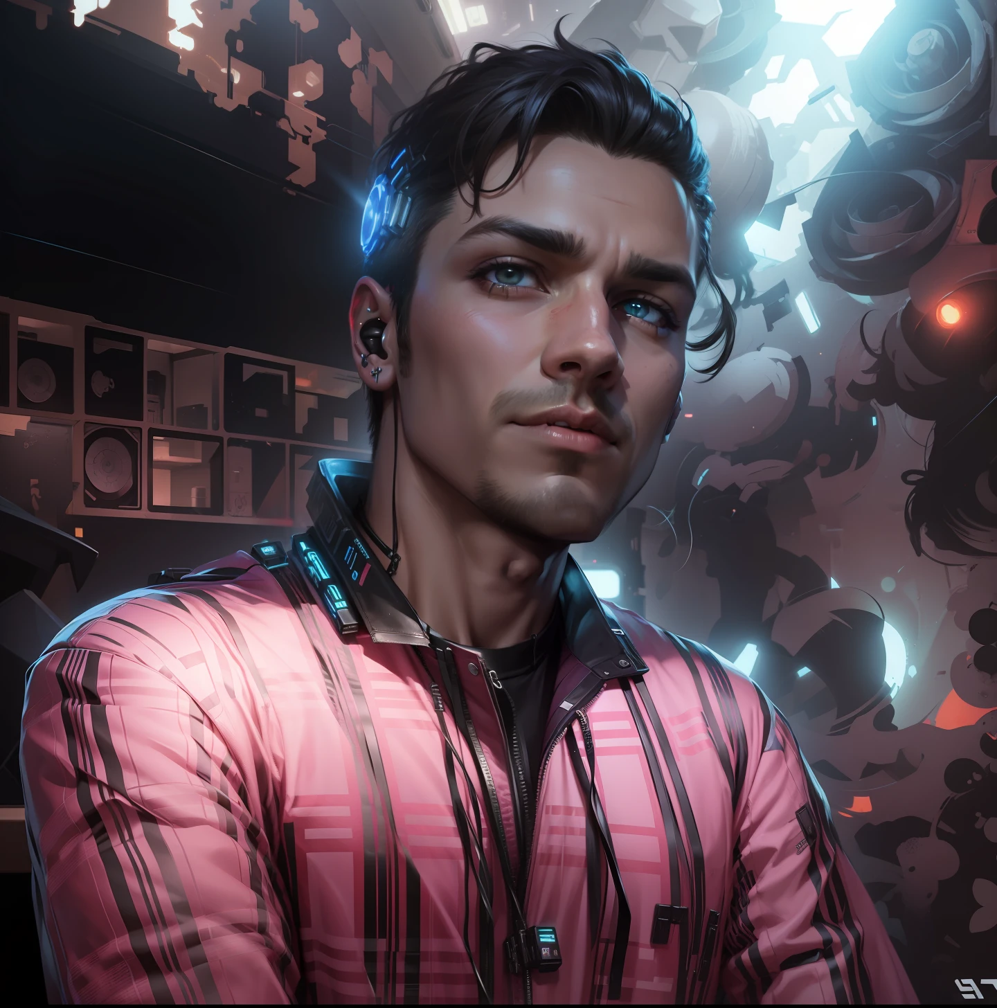 Change background cyberpunk handsome boy, realistic face, 8k, ultra realistic,