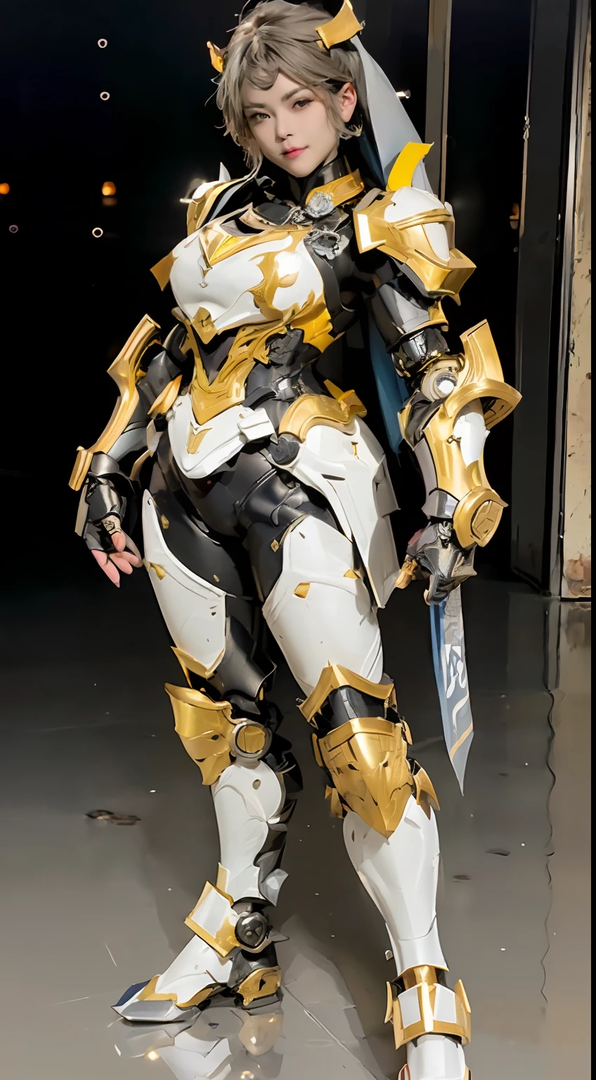 ((top-quality、8K、​masterpiece:1.3))、(((The whole picture、FULL BODYSHOT)))、no-makeup、Teen Girls、1girl in、(Slender figure:1.2)、silber hair、(((outside of house、城市、natta、battle suits、Black rubber suit:1.5、Black Cybersuit:1.5、Armor of the near future、Reflectors、The sheen、armor、Mechanical Armor:1.5、full armor:1.5、Full metal body、Electronics)))、Headband with communication device、hyperdetailed face、Detailed lips、A detailed eye、二重まぶた、(Huge chest on the verge of bursting:1.6、huge-breasted:1.8、Sensual body lines:1.3、Feminine body line、Accentuated cleavage、deep v neck)、fighting poses、long boots、cloaks、punch、kick