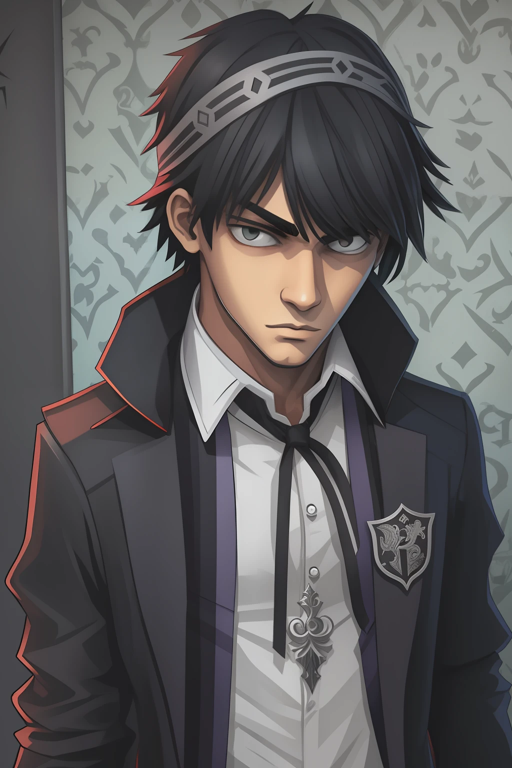 Fransino Gothic style high school boy, personagem 2d, estilo quadrinhos