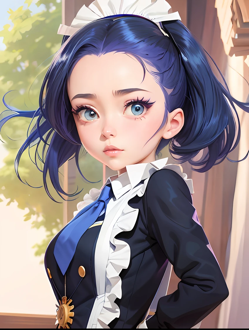 Anime girl with blue hair and white dress and tie bull, maya fey from ace attorney, Nico Robin, made with anime painter studio, Hinata Hyuga, painted in anime painter studio, beatrice blue, hana yata, Official Character Art, black - haired mage, Portrait Anime Cayasco de la Rio, anime visual of a young woman