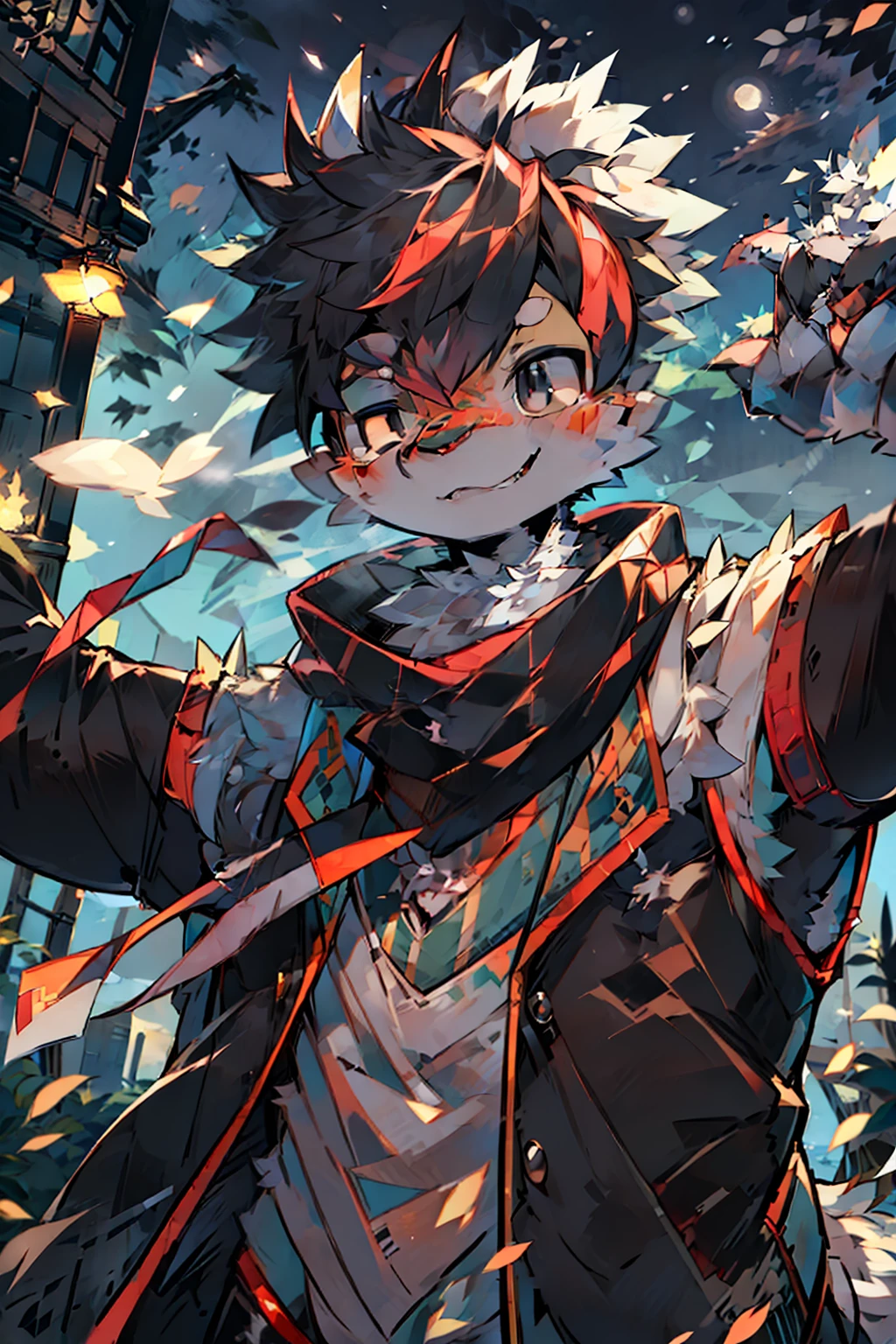 (((1boy, (natsu_dragneel:1.2), scarf, sleeveless, black eyes, firey, with arms up,))) default_outfit, is standing, looking_at_viewer, 独奏, male_focus, Cowboy_shot, closeup portrait, plein air, (natta, murky:1.25), street, (Darkest diffuse style:0.6), (evreka15 style:0.6), top-quality, absurderes, hight resolution, (original), (highly detailed wallpaper), 8k, (color), (trending on artstationh, CGSsociety, pixiv:0.85), ighly detailed, (consistency:1.5), (Beautiful composition:1.2), (动态照明), (Convoluted:1.15), (Symetrical:1.1), (HD:1.25), (​masterpiece:0.9), (by Atey Gaylan and Anton Fadeev:0.9), [light_rays], a moon, (blurry_background, depth of fields:0.5),
Official_Art、