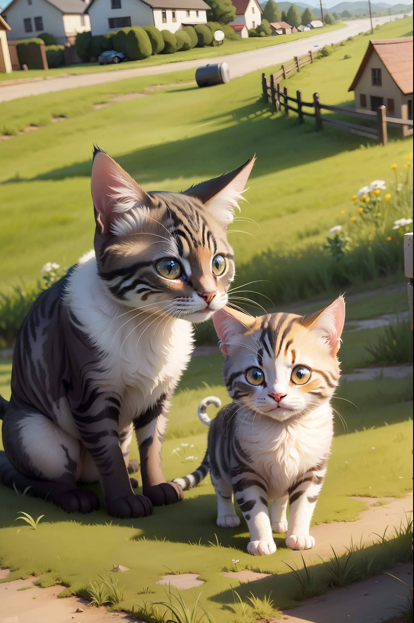 In a quaint village nestled between rolling hills and lush meadows, curious little Mia the kitten lived with her insatiable curiosity and boundless energy.