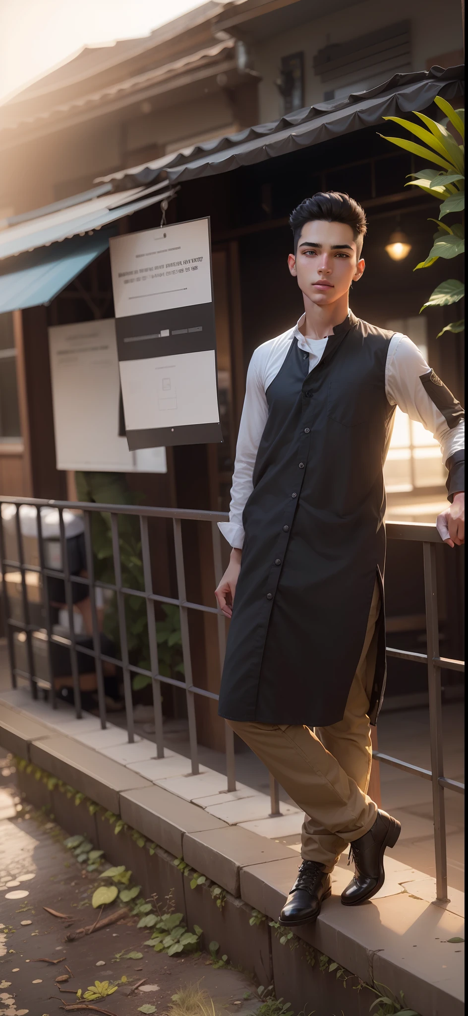 A realistic-looking avatar of a 19-year-old boy with brown eyes and black hair. The avatar should look professional and approachable, with a neutral expression. The skin should be clear and healthy, and the hair should be styled in a neat and tidy way. The avatar should be wearing a button-down shirt and jeans, and should be standing in front of a white background.

The avatar should be generated in a high-resolution format, so that it can be used for social media and other online platforms.I don't know nothing to change in my avatar