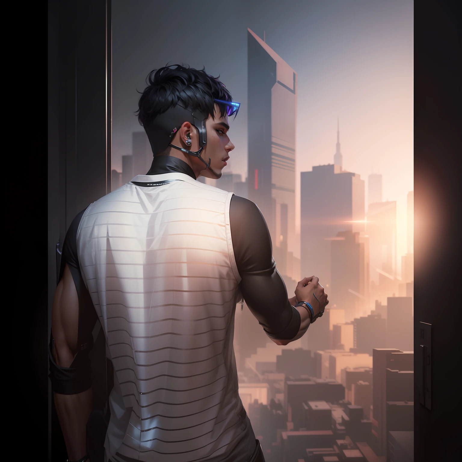 Change background cyberpunk handsome boy realistic face smart boy 8 k