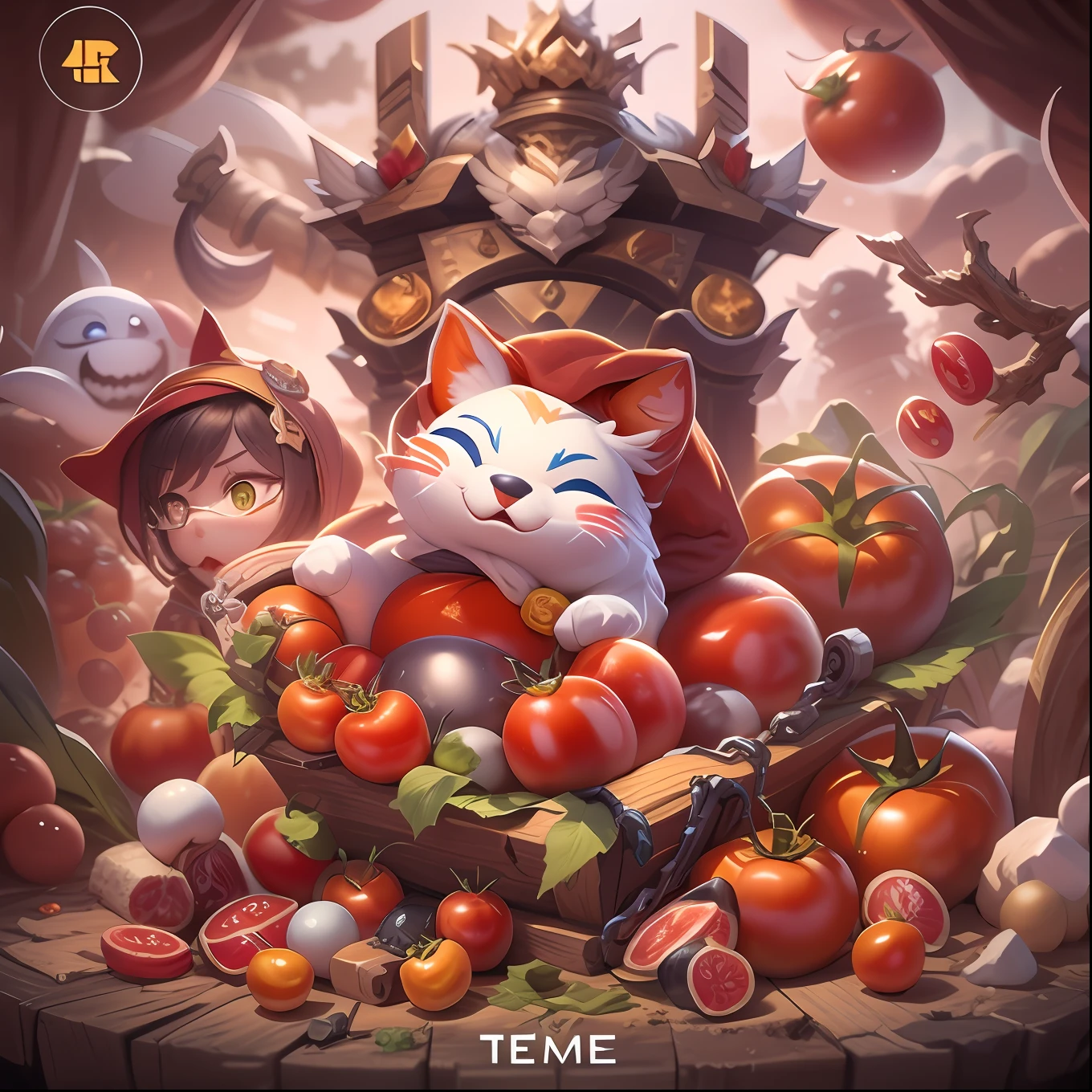 tmasterpiece，high high quality，A high resolution，Highest high resolution，white backgrounid，Complicated details，HighestQuali，（Game avatar frame：1.3），（Tomato theme：1.3），Game Icon Institute，cartoon_style，full bodyesbian，drak，火焰，