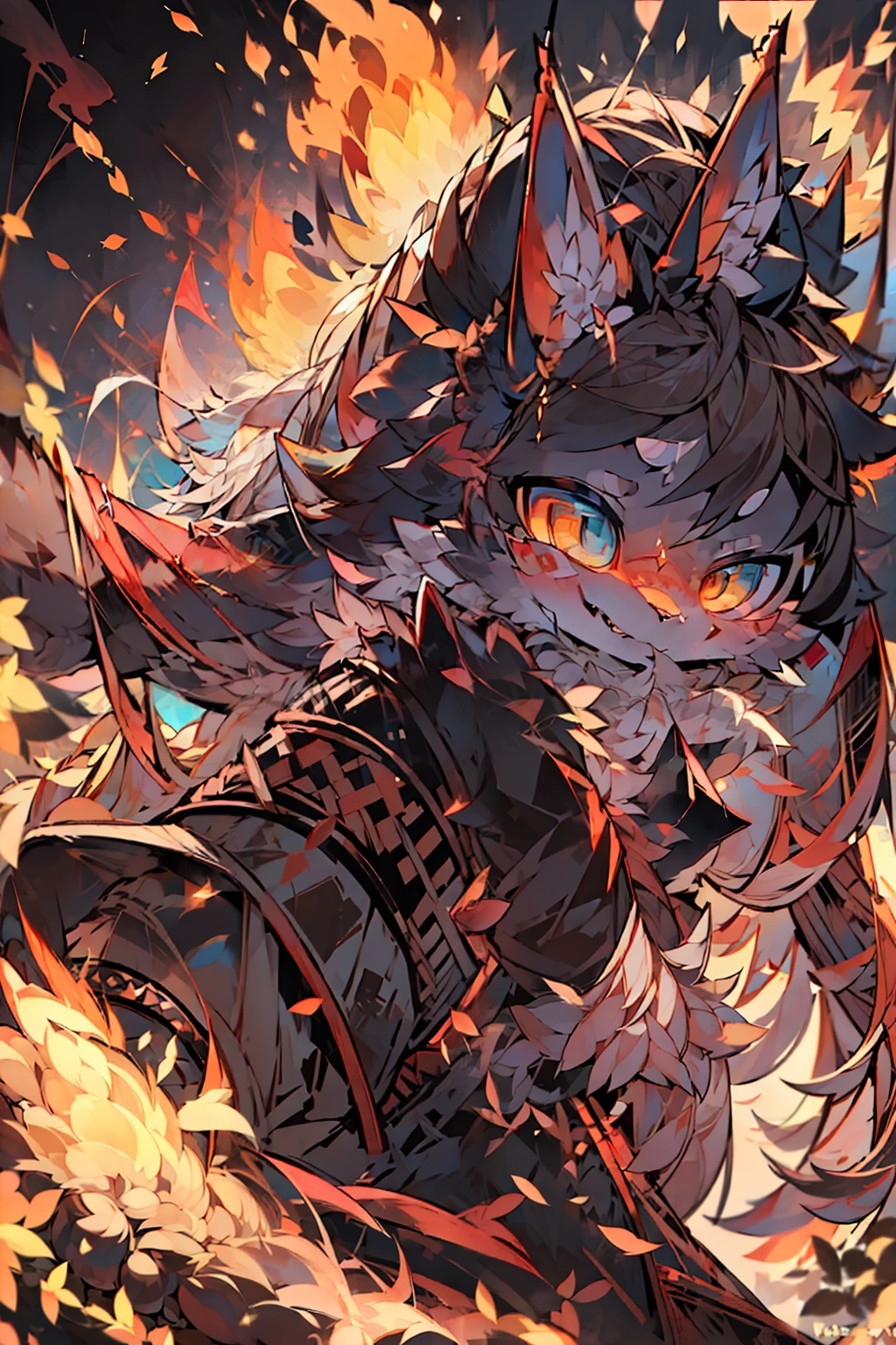 (extremely detailed 8k wallpaper)+, a medium shot photo of a demonic sorceress conjuring fire in a burning and destroyed village, Intricate, High Detail, dramatic, best quality masterpiece, photorealistic, detailed, 8k, HDR, backlighting, bloom, light sparkles, chromatic aberration, sharp focus