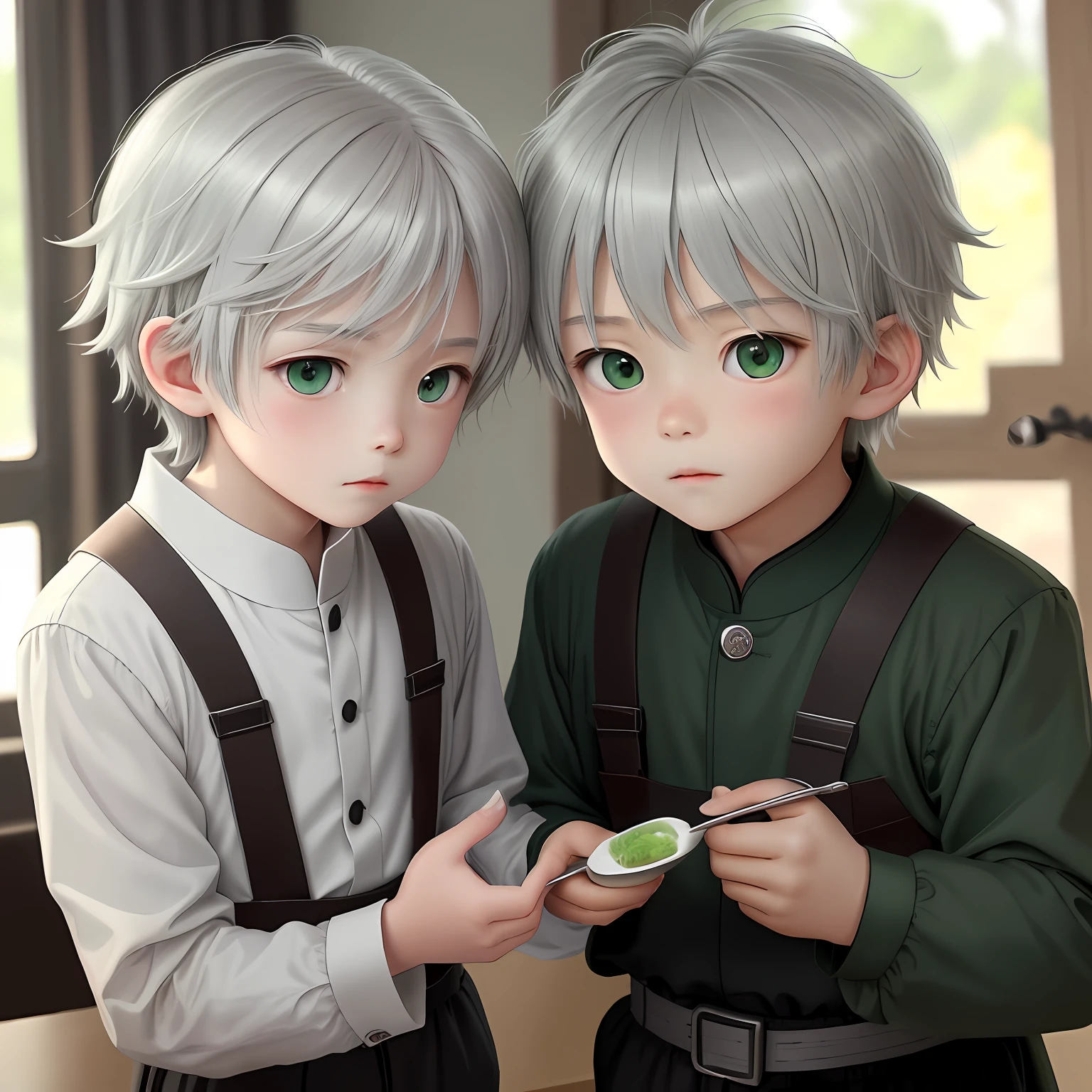 higly detailed, Clarity, 8 How-to, Duo s, 10 years oey hair, shingle, green colored eyes, There is fire everywhere, 真实感, fentezi,