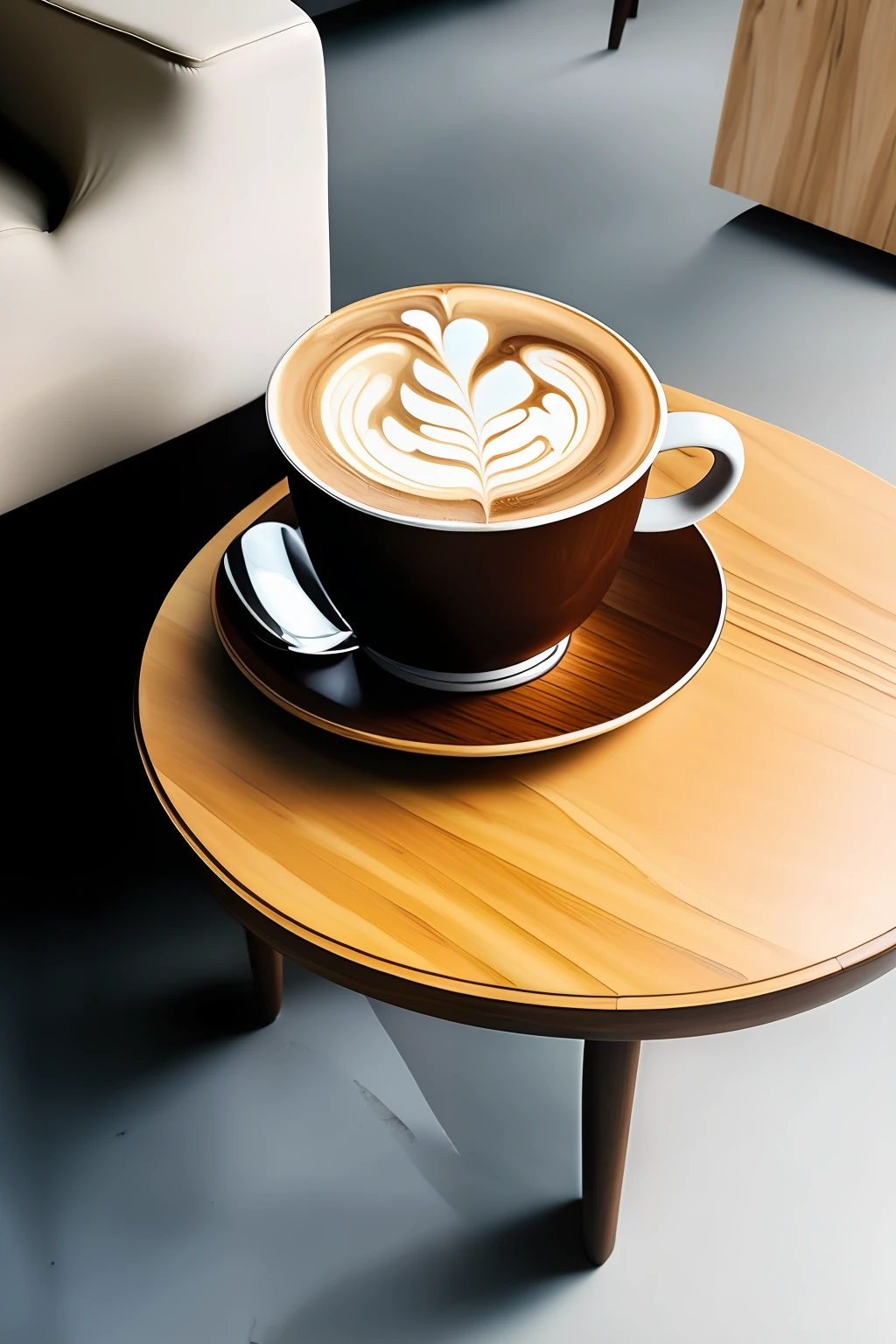 coffeehouse，wooden coffee table，A latte，HighestQuali