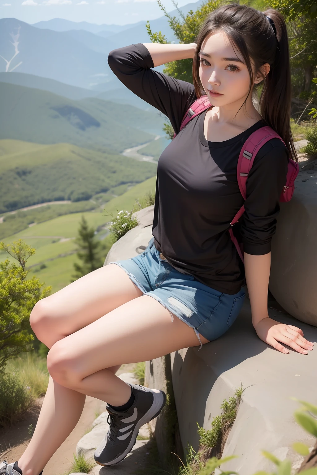 cute girl, hiking