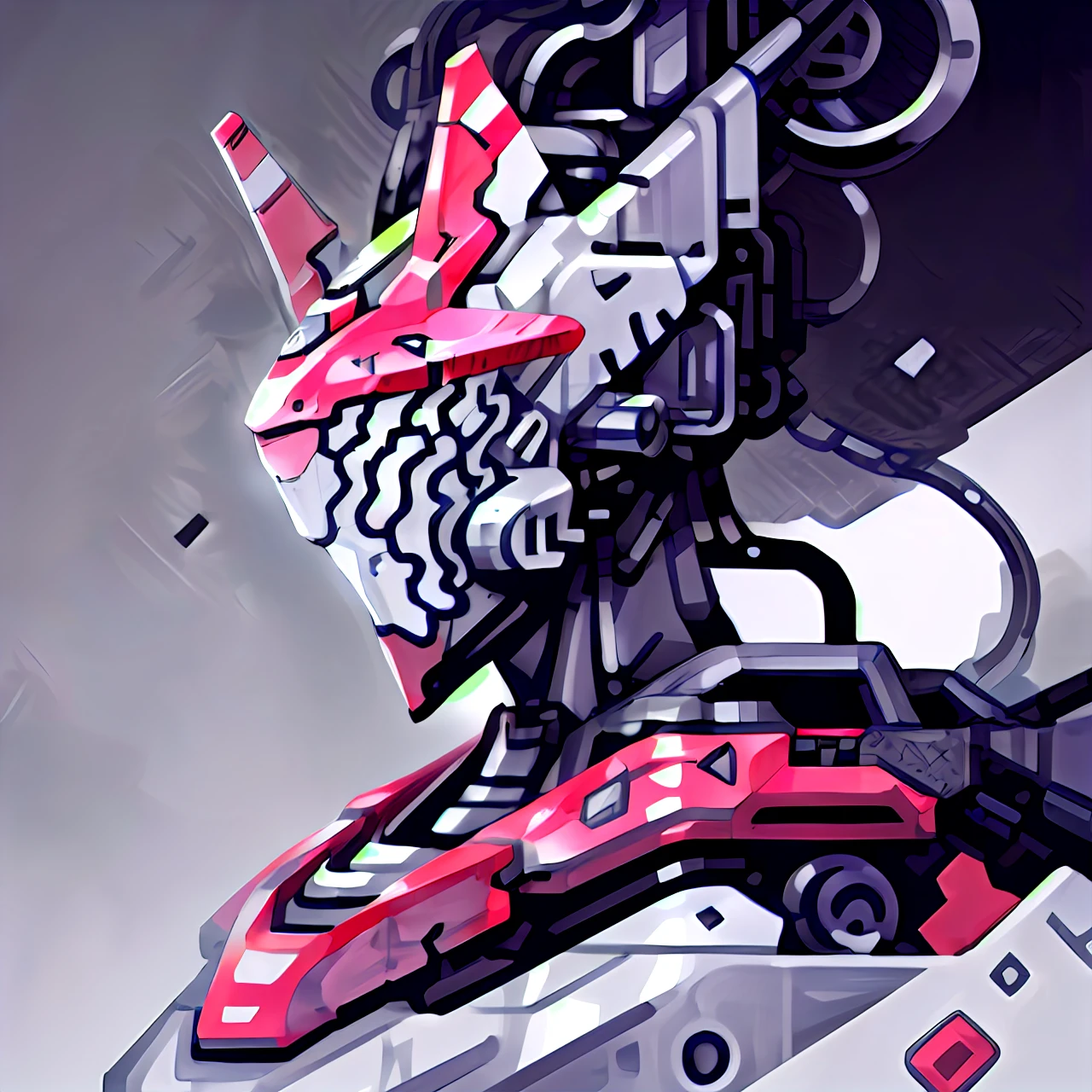 Group of mecha, plain pink background, monochrome studio, grayscale studio, detailed, editorial illustration, 4k,