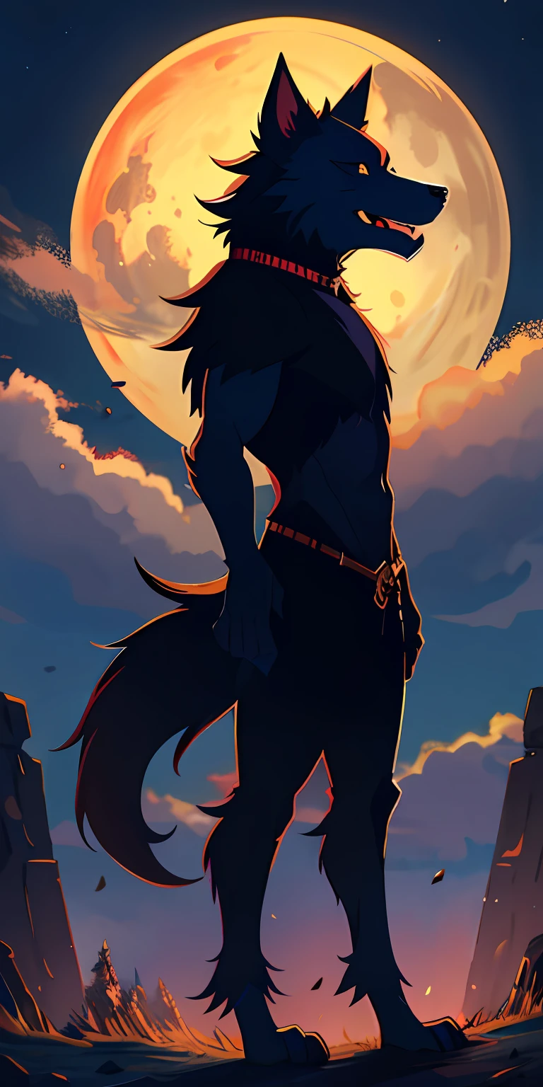 Werewolf black hard,Stand in front of the moon