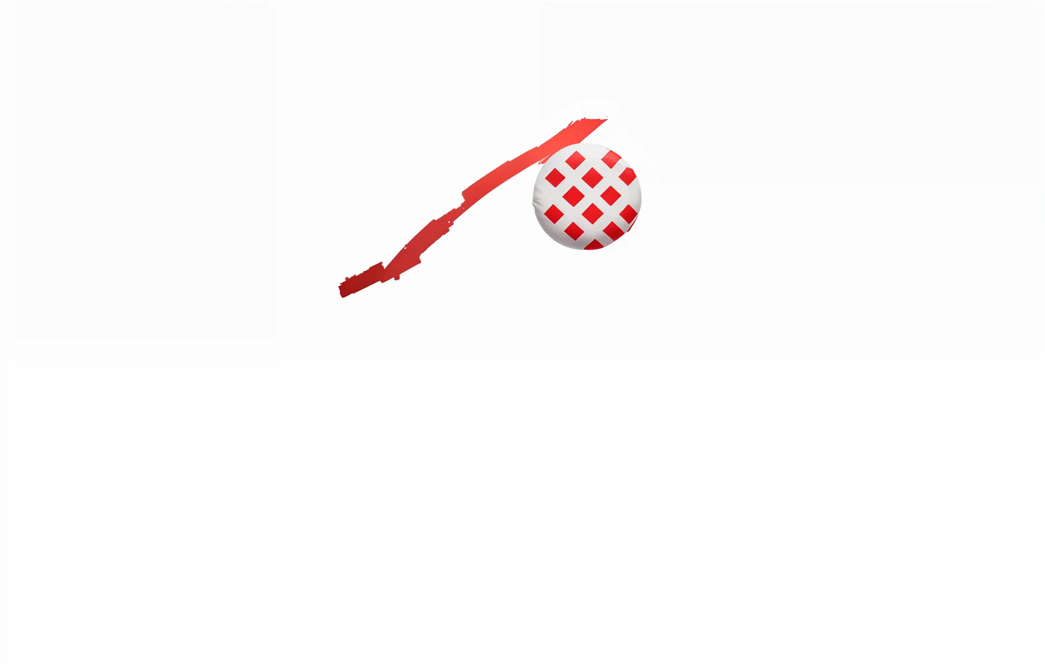 bolso de tela blanca con puntos rojos atado a un palo, animado tipo logotipo