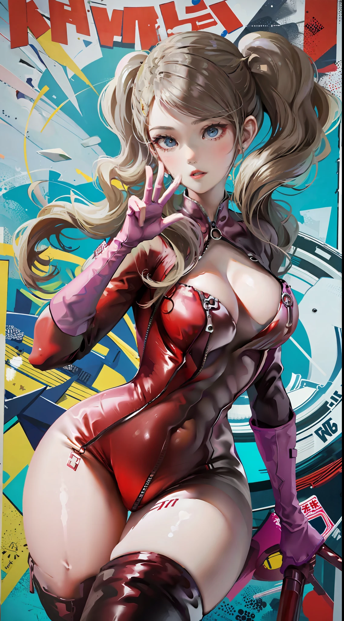 ann takamaki,ssee-through，Fleshy thighs，Pose，Poster publicity style，Student clothes，Ocean park，busty figure，C cup，Happy expression