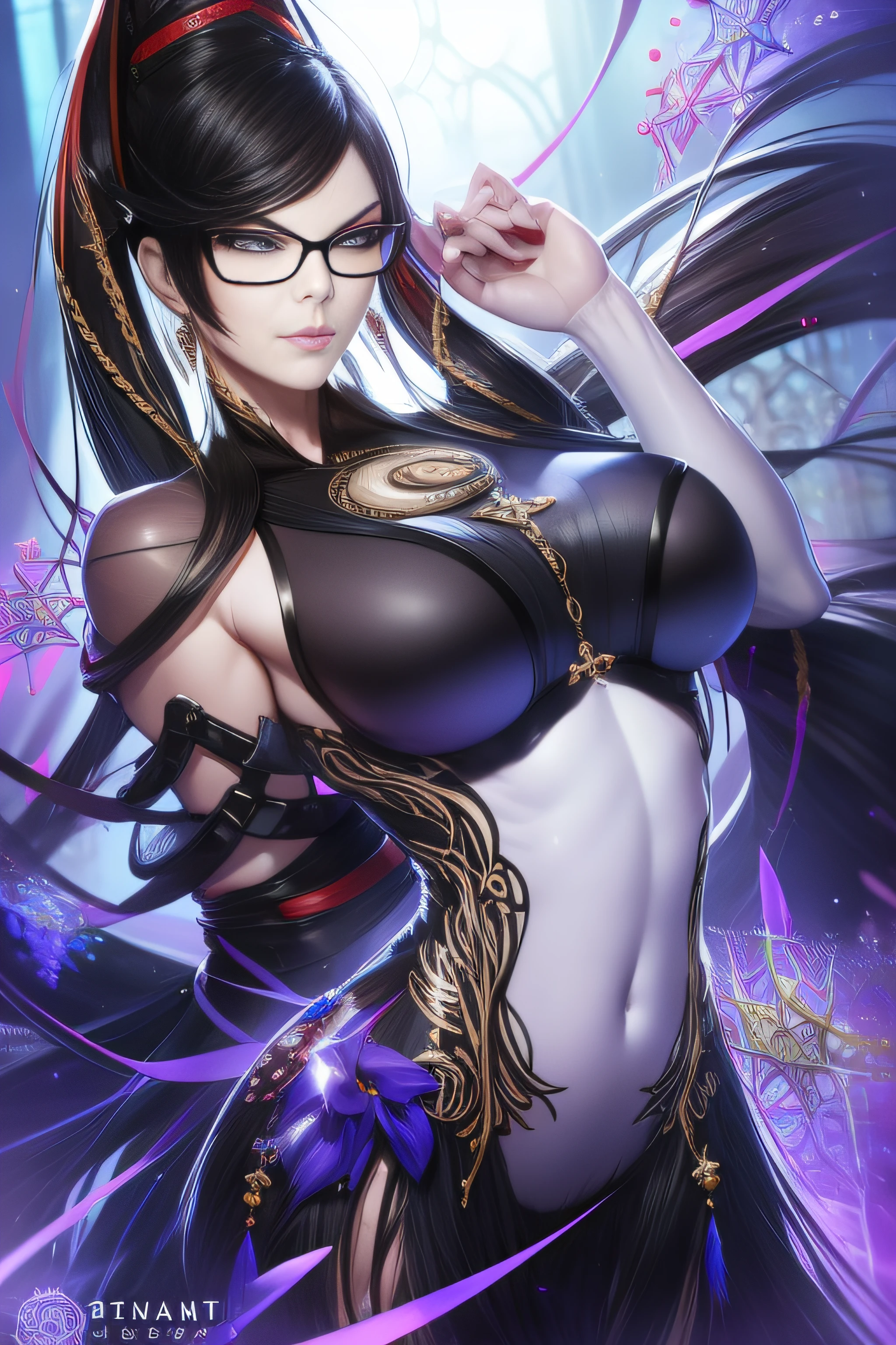 k hd， realisticlying，  详细的脸， Detailed body， 独奏，bayonetta、 Mature woman，1female，独奏，brunette color hair，white skinned，Pale skin，little breast、underboobs，Light_Smile，B - Excellent，Porcelain dress，Cross your arms，full bodyesbian，exteriors，natta，Dynamic posture，nipple tassels、（（Hands behind your back）），clear detailed face、（（Illegal oral cavity、Straight teeth、You can see it in your mouth））（（Light frown，Be red in the face）），shiny skins，dent in the skin，realisticlying，tmasterpiece，highest  quality，A high resolution，Telefocal、From below、