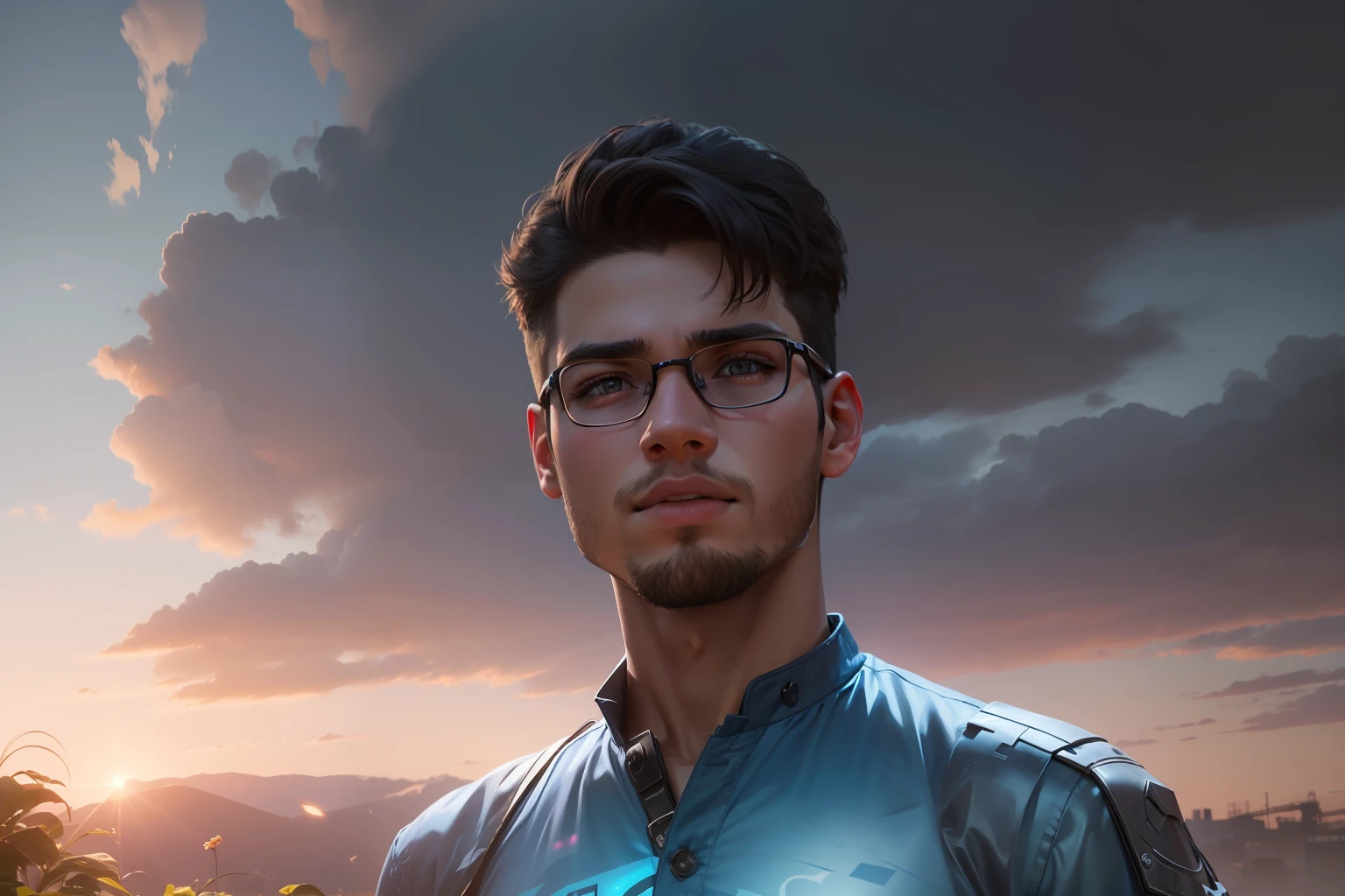 a realistic avatar of a boy, all really looking nothing change same with attached photo. 4k ultra Hd.bright background brightness on face, and a realistic beautiful 19 years old girl looking to him