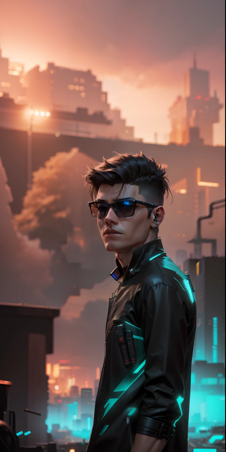 Change background cyberpunk handsomeboy 8k realistic