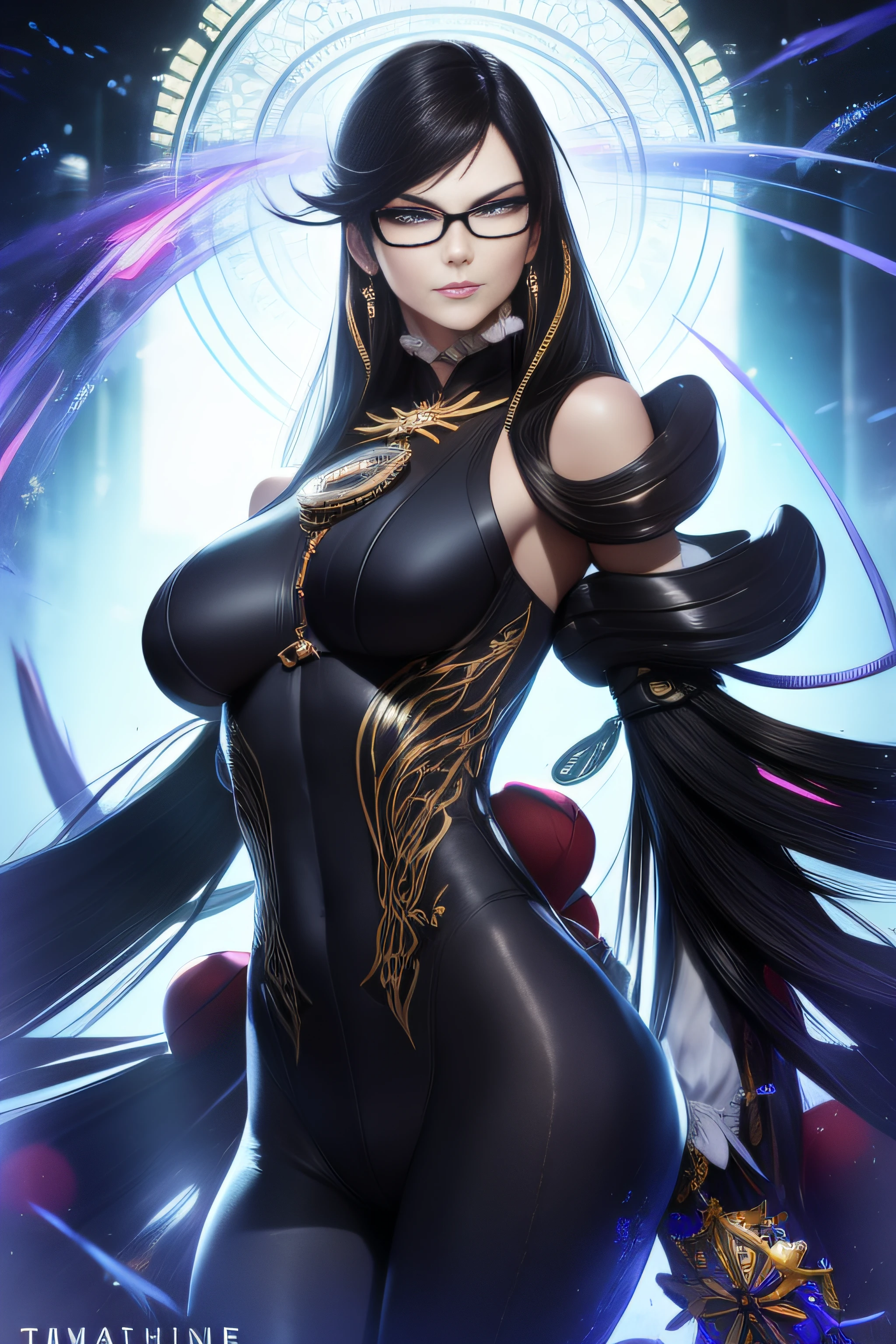 k hd， realisticlying，  详细的脸， Detailed body， 独奏，bayonetta、 Mature woman，1female，独奏，brunette color hair，white skinned，Pale skin，little breast、underboobs，Light_Smile，B - Excellent，Porcelain dress，Cross your arms，full bodyesbian，exteriors，natta，Dynamic posture，nipple tassels、（（Hands behind your back）），clear detailed face、1 mole on the lip、（（Illegal oral cavity、Straight teeth、You can see it in your mouth））（（Light frown，Be red in the face）），shiny skins，dent in the skin，realisticlying，tmasterpiece，highest  quality，A high resolution，Telefocal、From below、