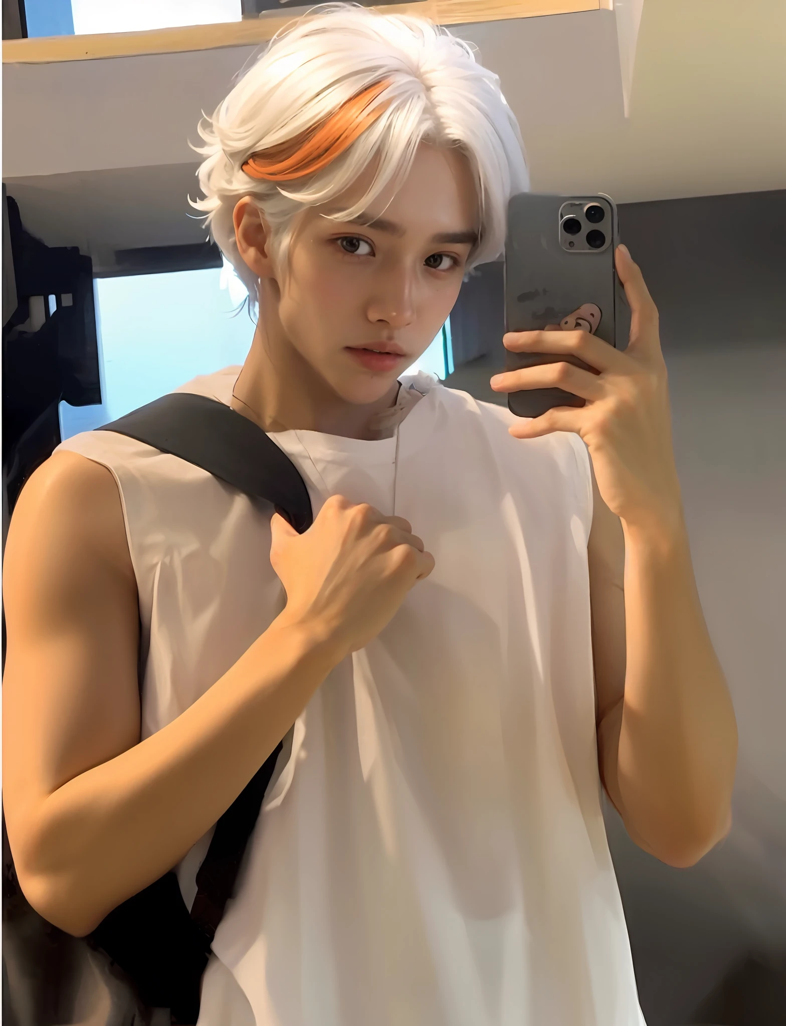 Handsome men,18yr old, plain face,Young cute boy,sideface,with a round face