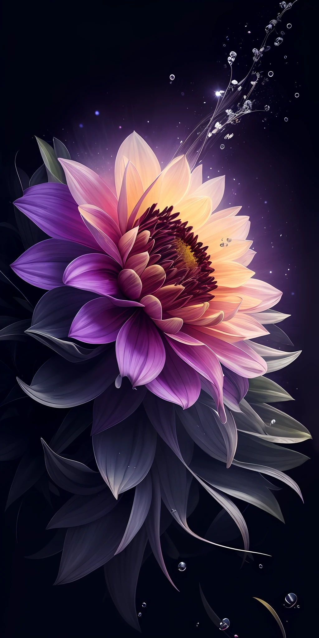 Light red and yellow flowers with floating bubbles, beautiful digital works of art, Beautiful digital art, a glowing delicate flower, Beautiful flowers, beautiful iphone wallpaper, gorgeous digital art, Very beautiful digital art, Detailed flowers, beautiful digital illustrations, Amazing details digital art, beautiful digital painting, beautiful gorgeous digital art, beautiful art uhd 4 k, stunning digital illustration, 4k detailed digital art