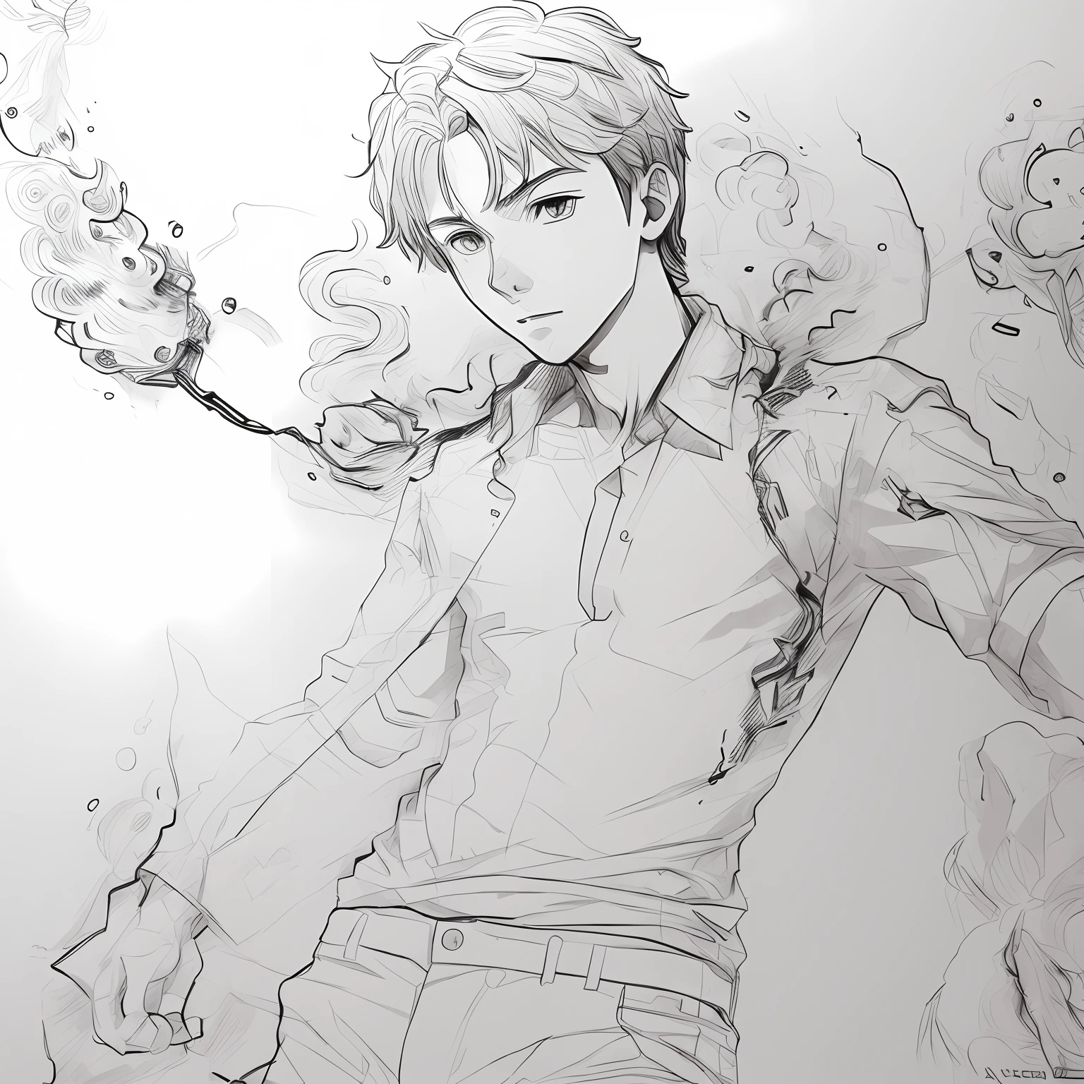 an anime line drawing of linus_sebastian,