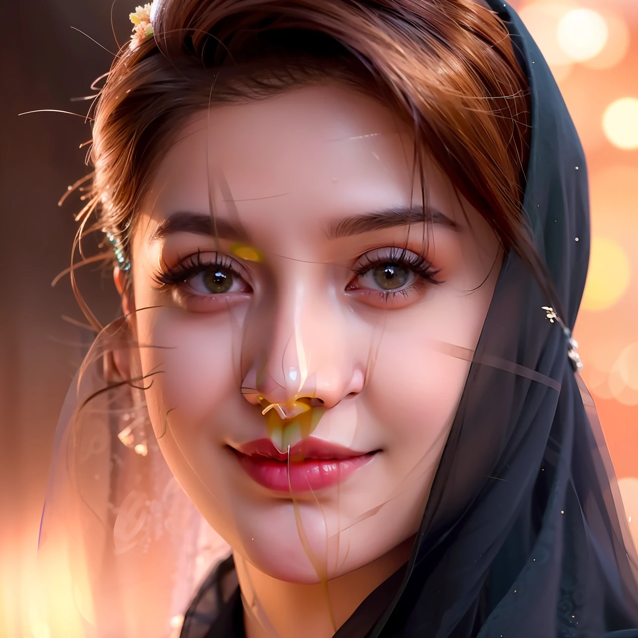a close up of a woman in a green shawl with a picture of a man in a green suit, inspired by Ambreen Butt, inspired by Lubna Agha, by Ambreen Butt, very clear picture, inspired by Riza Abbasi, huhd, well edited, faridah malik, sumai-e artstyle, kyza saleem, shadar kai