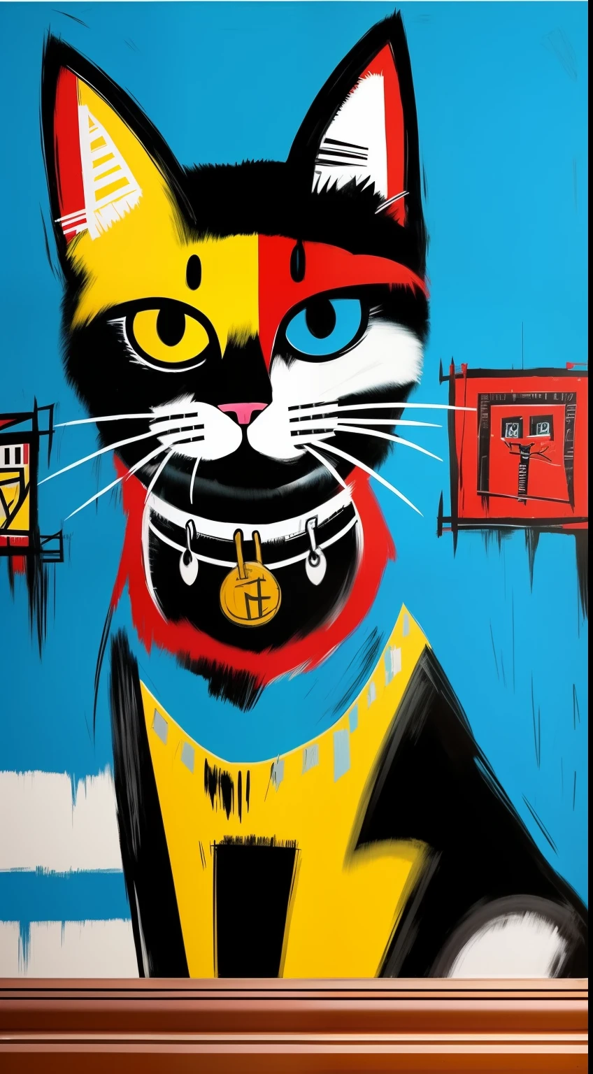 1Cat、Like Basquiat's paintings、Wall Street、buliding、newyork、cache、money、an extremely devious and beautiful