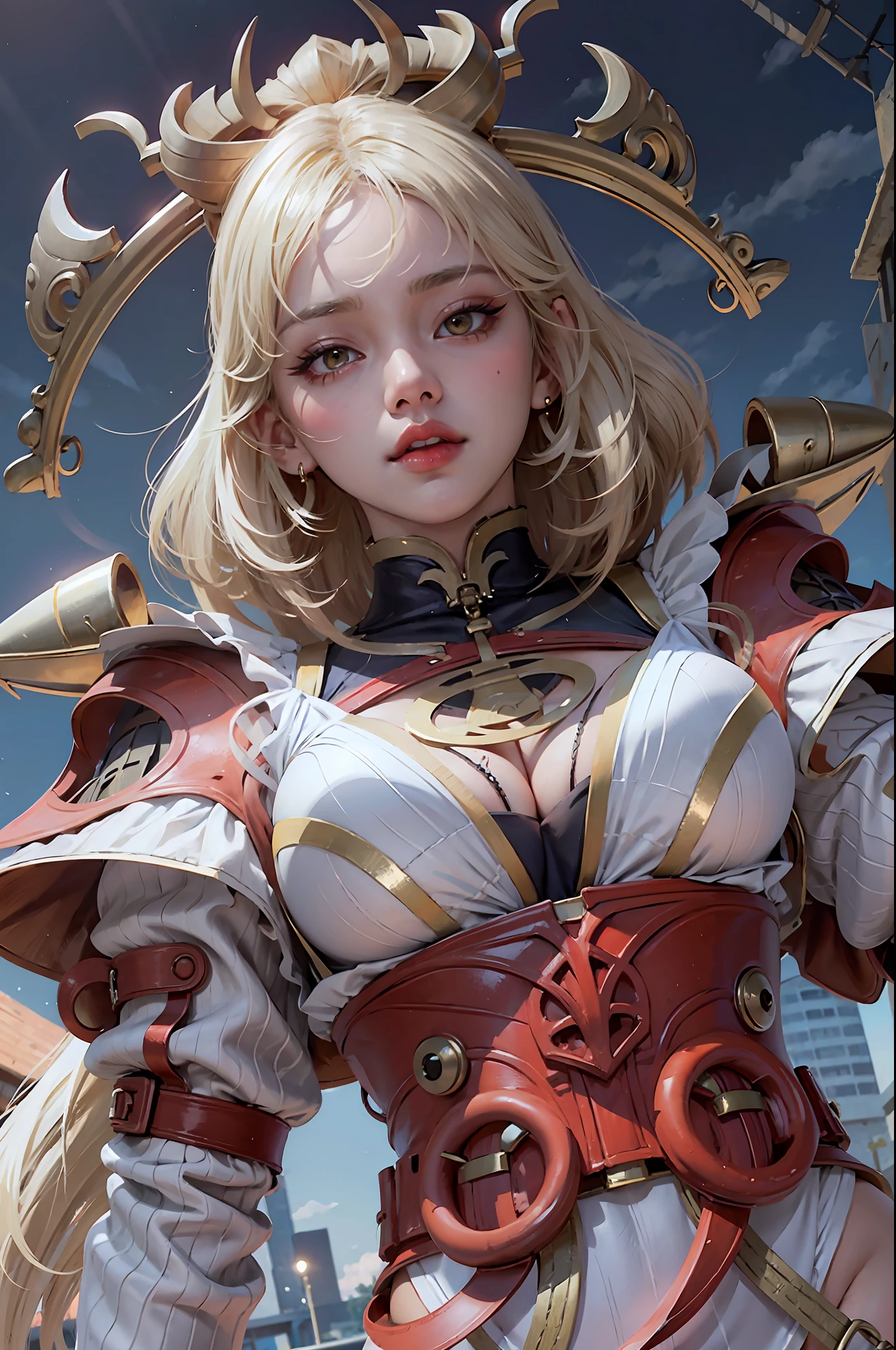 Elbow, background, perfect hair details, beautiful, beautiful eyes, big tits, blonde, beautiful lips, sexy, yellow eyes color.