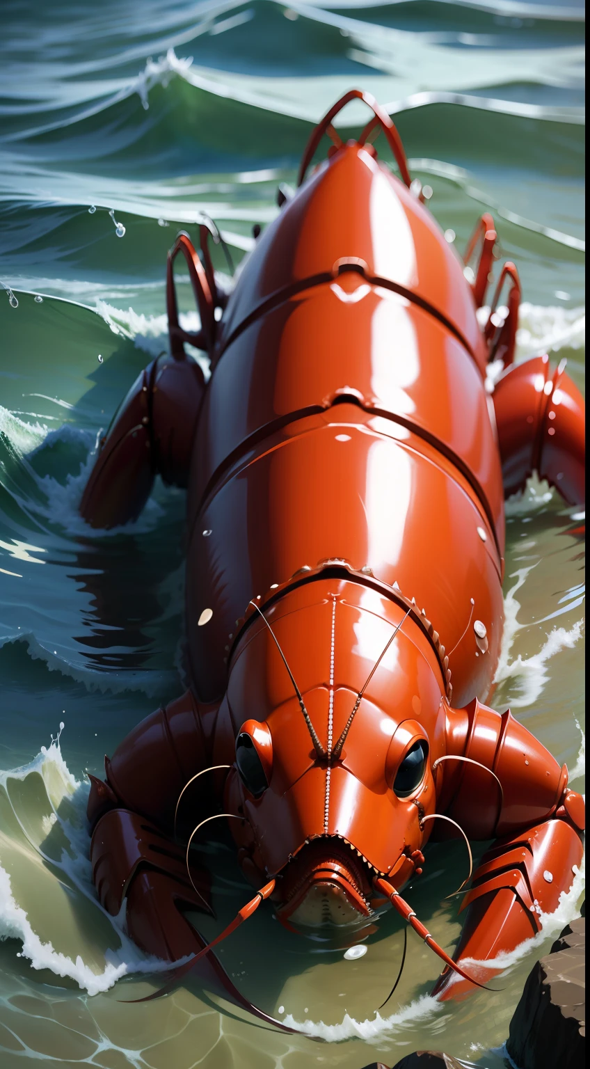 swim lobster in the sea, full detail sharp, smooth, and clear
