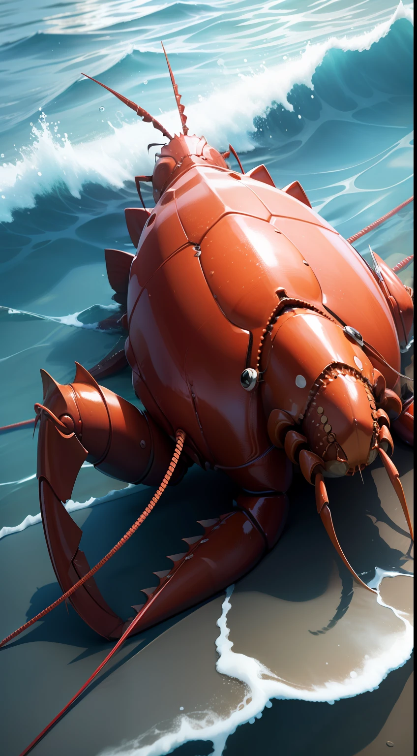 swim lobster in the sea, full detail sharp, smooth, and clear