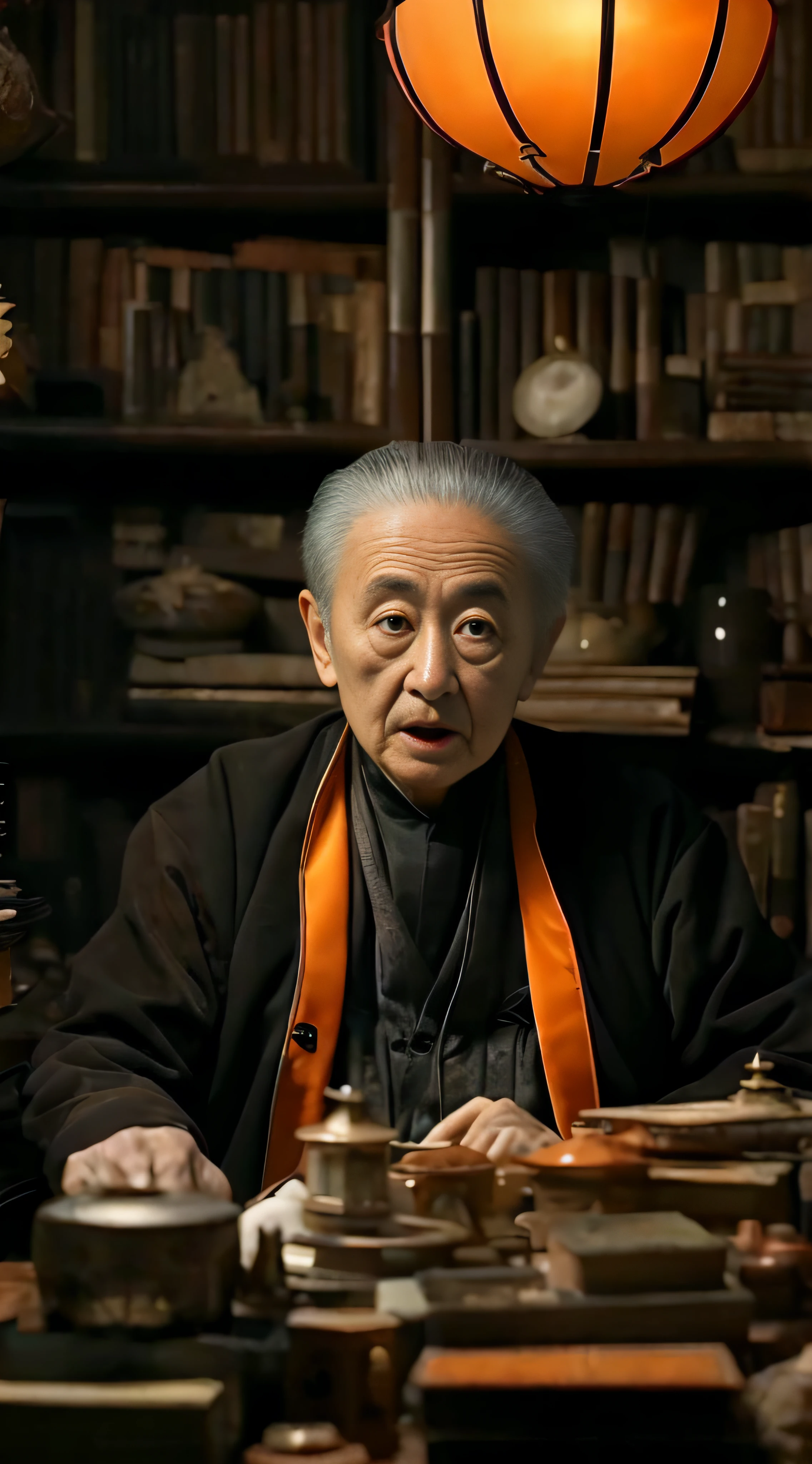 The Arafards sat at the table,There is a lamp overhead, amano yoshitaka, ryohji hase, Taoist, ishirō honda, tatsuyuki tanaka hd, masakazu katsura, yoshiyuki sadamoto, zhang daqian, Taoist master, inspired by Wu Daozi, Leiji Matsumoto