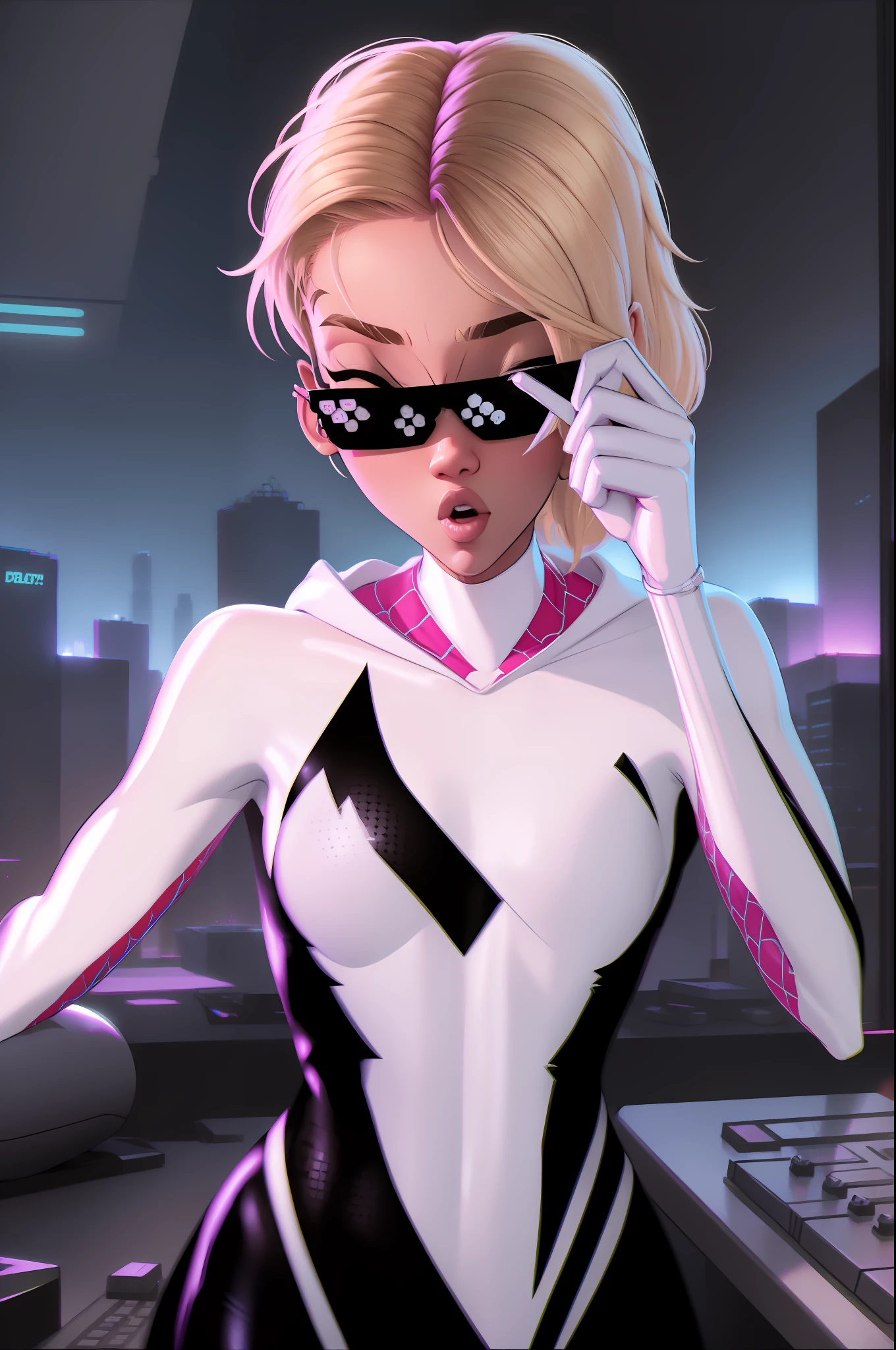 "A solo hip hop gangtsa shot featuring
gwen stacy showcasing her skill as a rapper.. badass on teh mic spitting sick ass bars yo !"   DealWithIt