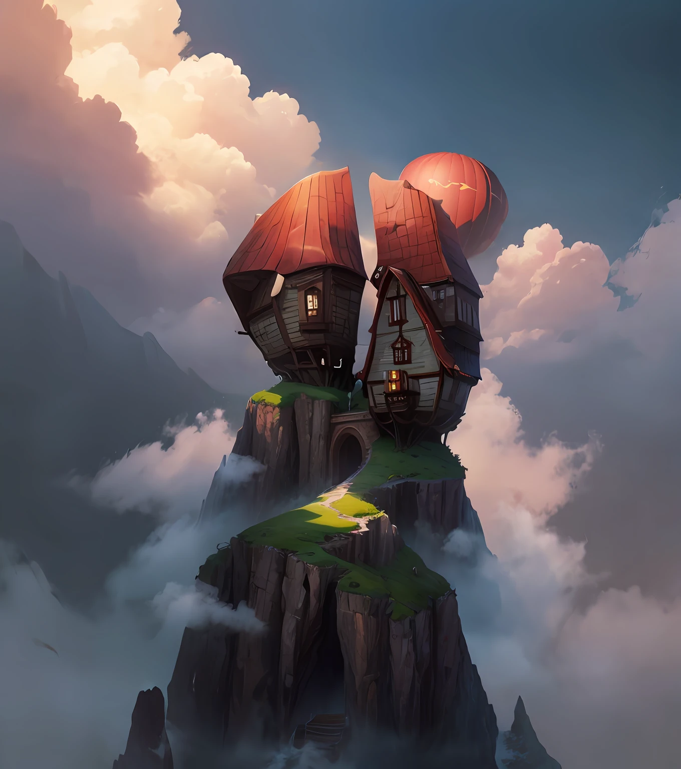 A red hot air balloon