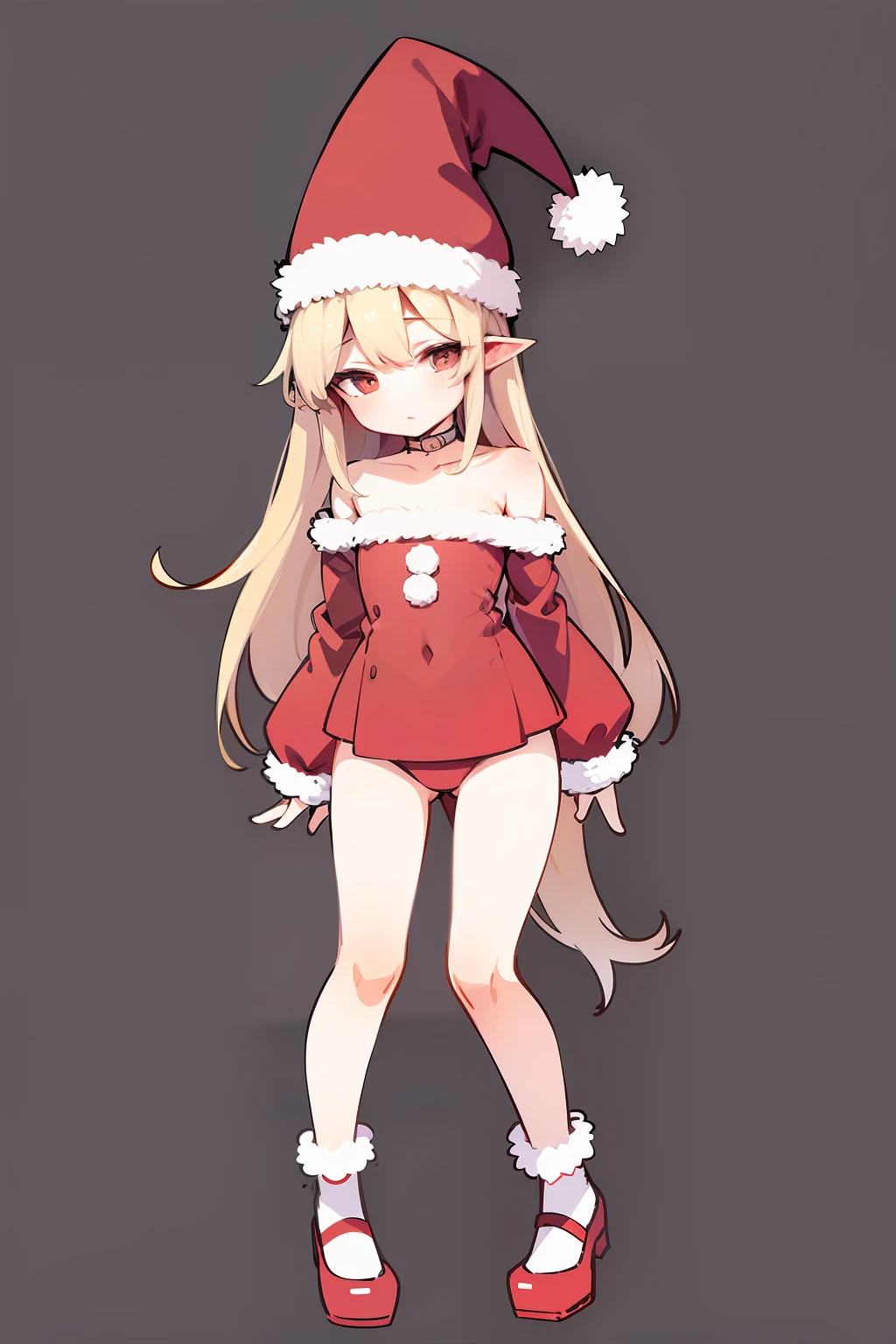 bunny rabbit、full body Esbian、illustratio、It features a simple、Santa's hat and clothes、It features a simple、line-drawing、2-dimensional、Picture、Flat illustration、simple background、