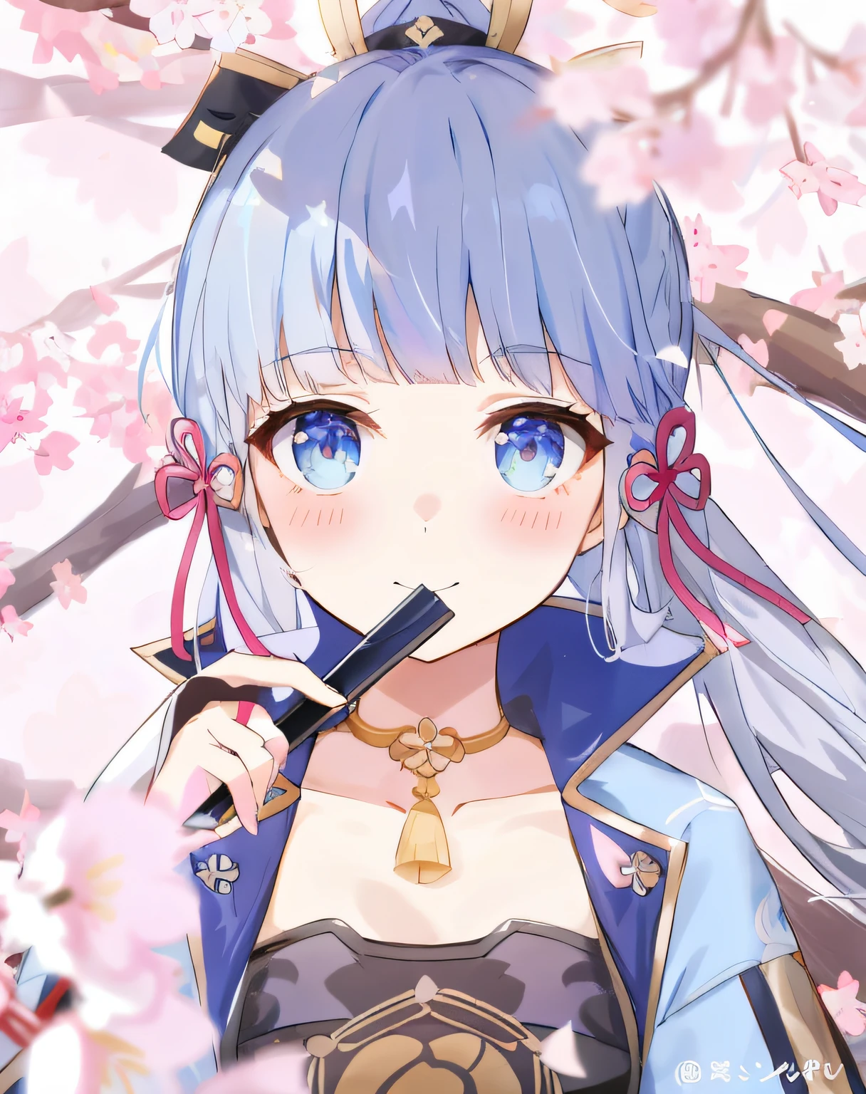 Anime girl with blue eyes and long hair holding a comb, A scene from the《azur lane》videogame, Ayaka Genshin impact, azur lane style, anime visual of a cute girl, 《azur lane》role, Keqing from Genshin Impact, ayaka game genshin impact, atelier lulua, from girls frontline, anime moe art style, onmyoji portrait