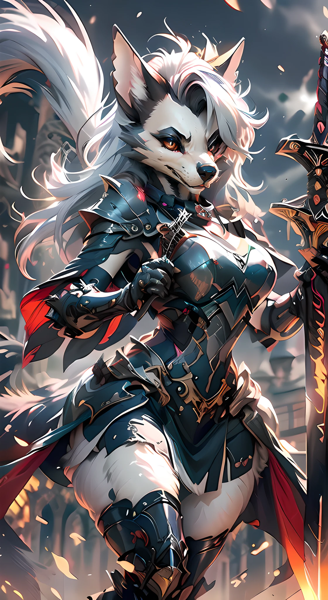 best quality,Amazing,masterpiece,delicate,ultra high res,ultra detailed,highly detailed,intricate detail,beautiful detailed,8k resolution,sharp focus,absurdres,official art,wolf girl,glint,glaring,(furry:1.2),