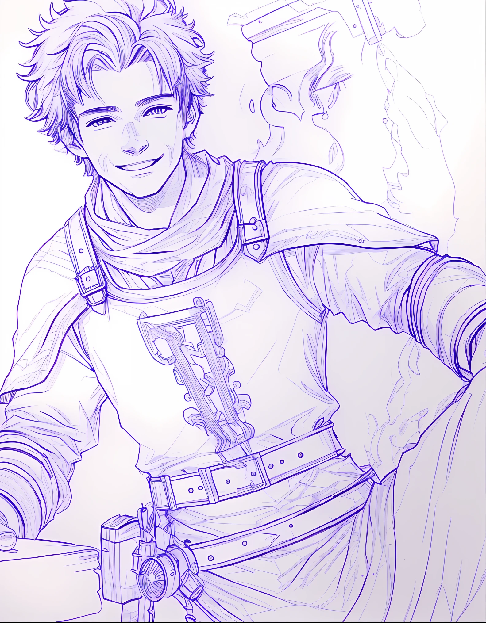 an anime line drawing of linus_sebastian,