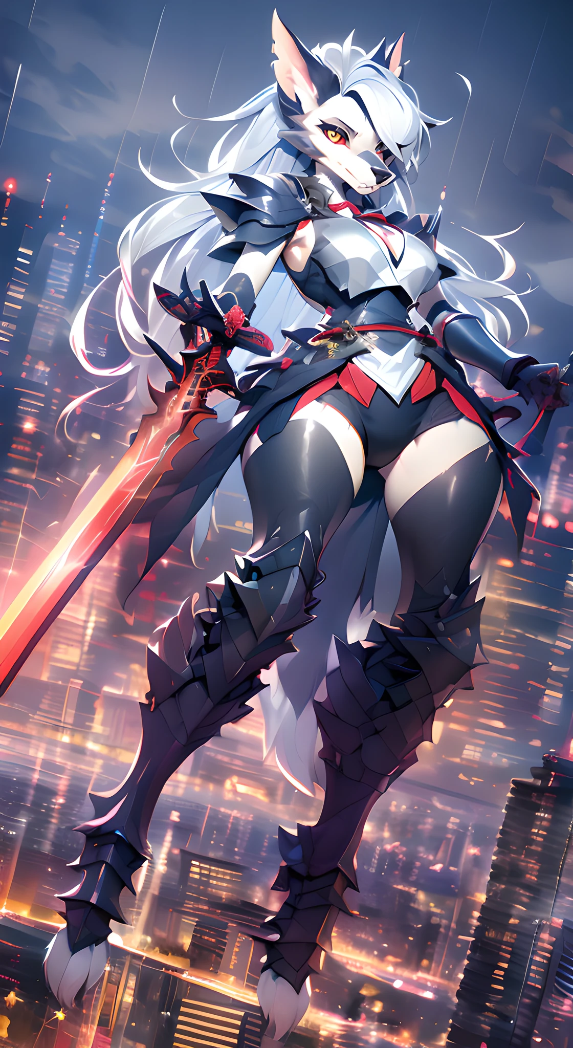 best quality,Amazing,masterpiece,delicate,ultra high res,ultra detailed,highly detailed,intricate detail,beautiful detailed,8k resolution,sharp focus,absurdres,official art,wolf girl,glint,glaring,(furry:1.2),