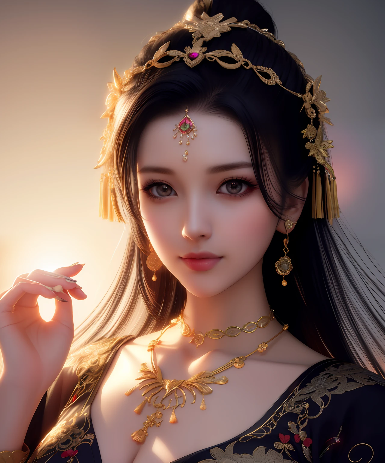 best quality, masterpiece, highres, 1girl,china dress,hair ornament,necklace, jewelry,Beautiful face,upon_body, tyndall effect,photorealistic, dark studio, rim lighting, two tone lighting,(high detailed skin:1.2), 8k uhd, dslr, soft lighting, high quality, volumetric lighting, candid, Photograph, high resolution, 4k, 8k, Bokeh,