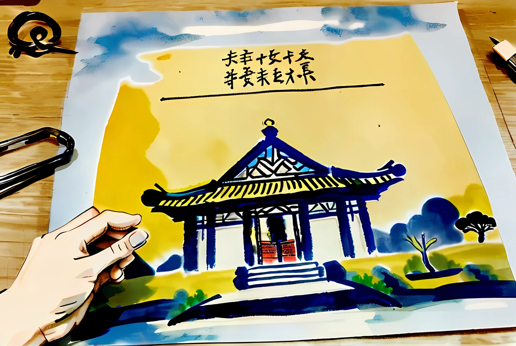 (illustratio:1.3)Q style building Nanjing Confucius Temple(((tmasterpiece))),(((best qualtiy))),((The details are so-so)),(Keychain pattern),((Cute cultural creativity)),