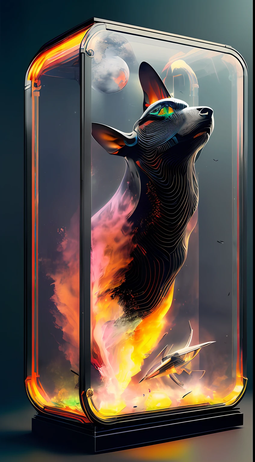 knollingcase, black dog, (((vibrant, photorealistic, realistic, dramatic, sharp focus, 8k)))