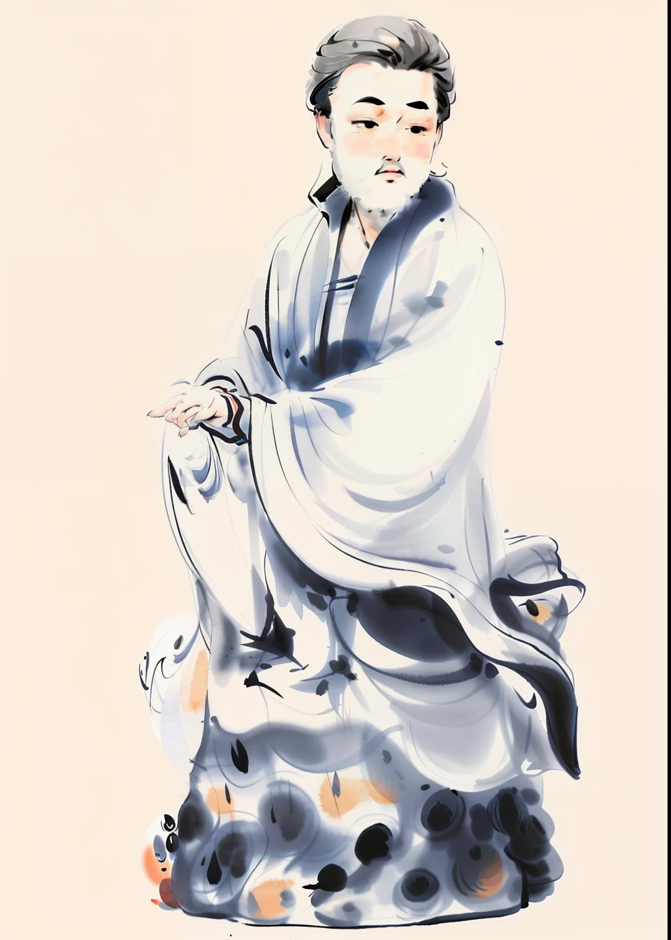 the watercolor style,chinese paintings,ink wash style,人物,Off-white,aquarelle