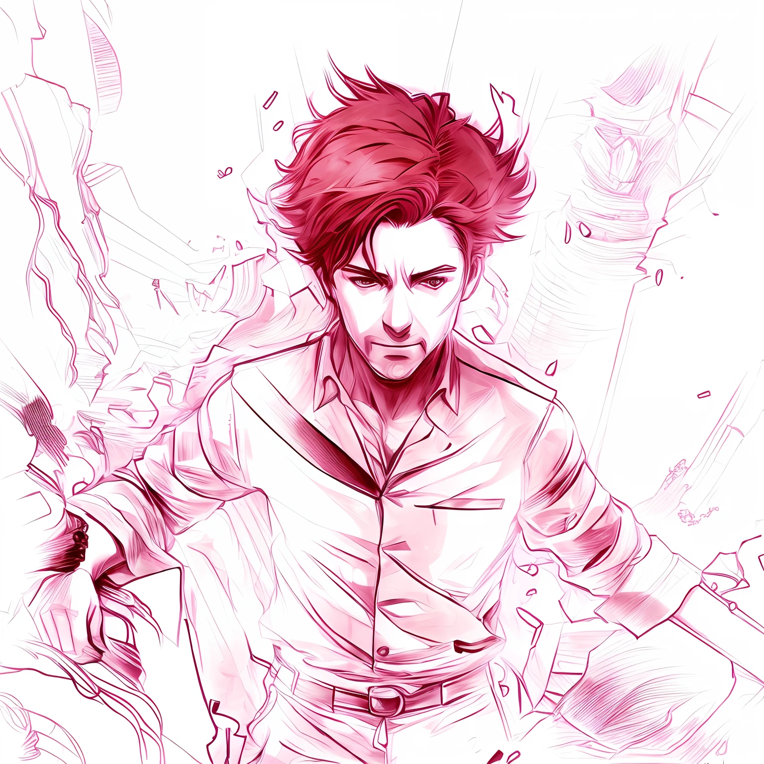 an anime line drawing of linus_sebastian,