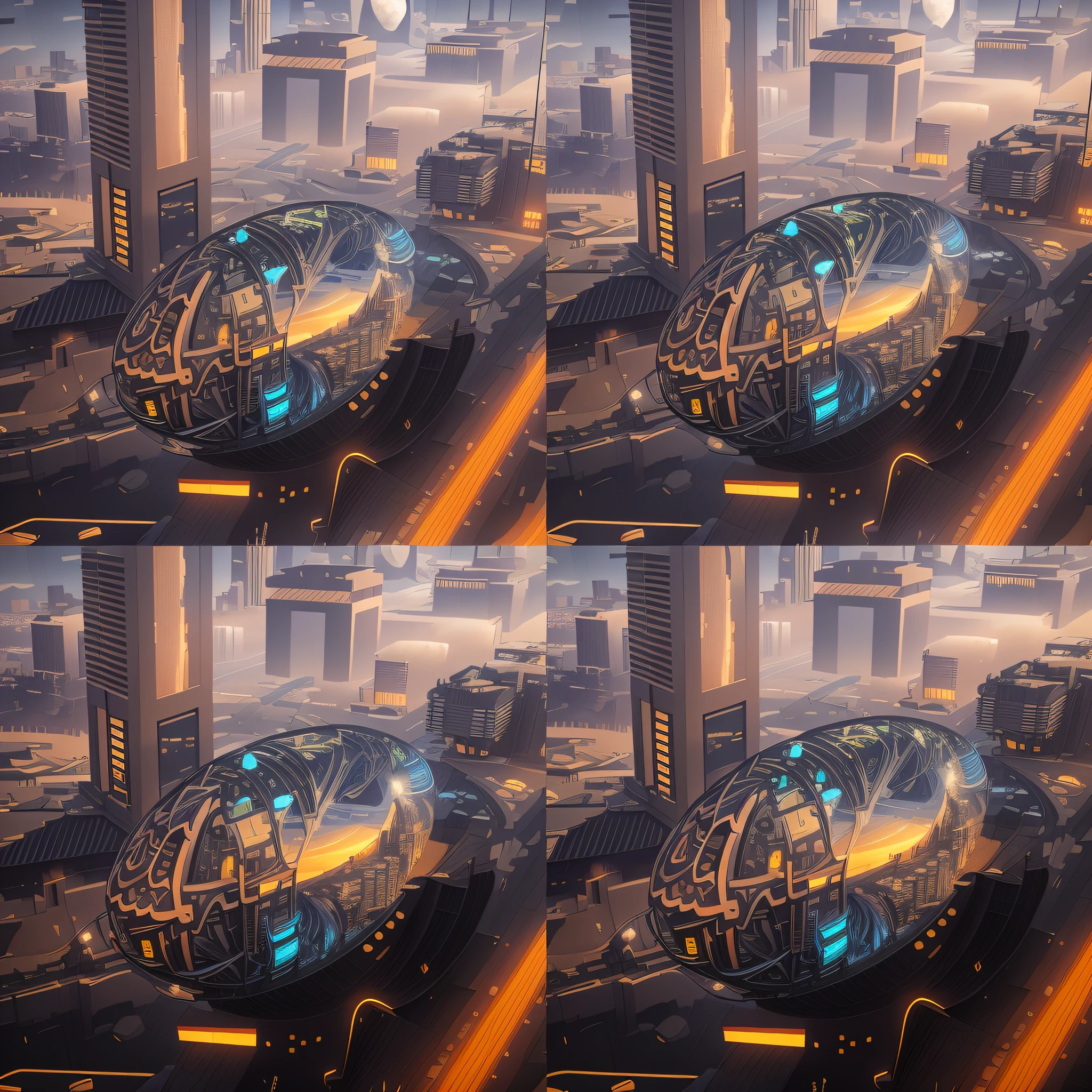 a view of a futuristic city with a futuristic sky and a moon, arstation and beeple highly, greg beeple, in style of beeple, artem demura beeple, beeple daily art, beeple artwork, beeple art, beeple and tim hildebrandt