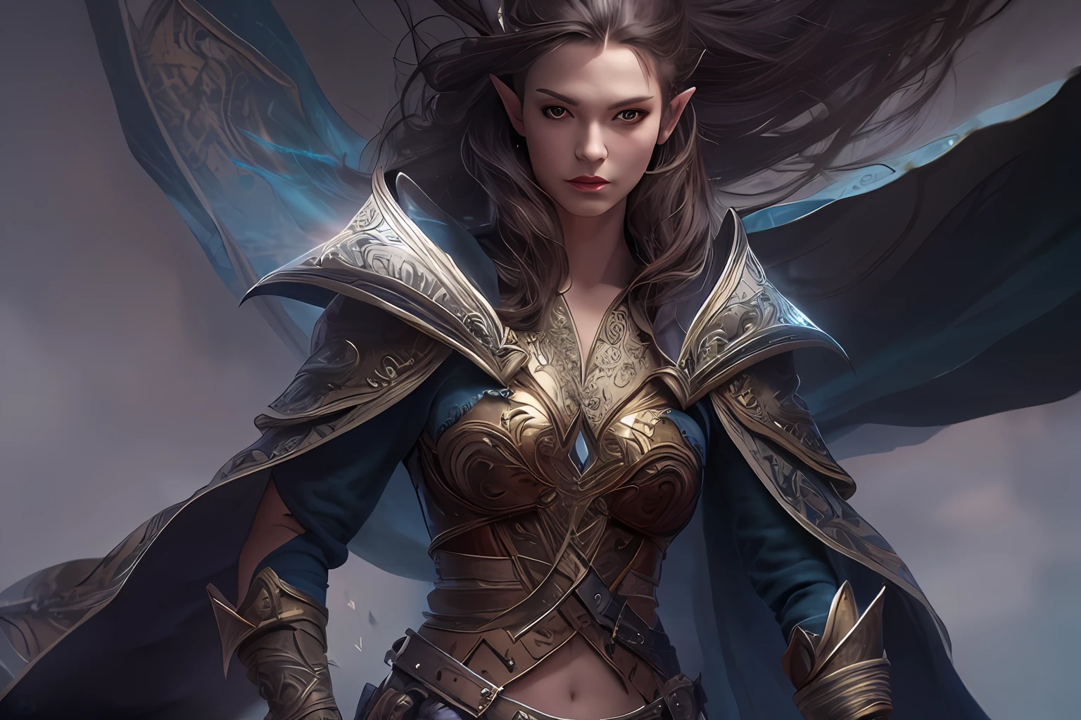 a picture of a female elf (intense details, Masterpiece, best quality: 1.5) fantasy swashbuckler, fantasy fencer, armed with a slim sword, shinning sword, metallic shine, colorful clothes, dynamic clothing, an ultra wide shot, full body (intense details, Masterpiece, best quality: 1.5)epic beautiful female elf (intense details, Masterpiece, best quality: 1.5), rich hair, braided hair, small pointed ears, fantasy urban street (intense details, Masterpiece, best quality: 1.5),  purple cloak, long cloak (intense details, Masterpiece, best quality: 1.5), sense of daring, sense of adventure,  high details, best quality, 8k, [ultra detailed], masterpiece, best quality, (extremely detailed), dynamic angle, ultra wide shot, photorealistic, RAW, fantasy art, dnd art,fantasy art, realistic art,