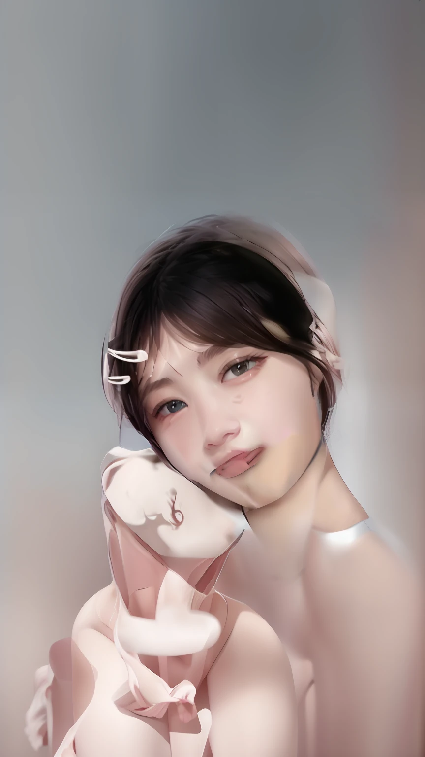 (Beautiful gesture,line sleek,Natural demeanor) High-quality delicate illustrations,Delicate light and shadow,Exquisite details,Charming expressions,Unique angle,Soft lighting,Elegant gesture,Gentle atmosphere,Artwork in pastel tones。The body is highly consistent with the head blue bra upper body