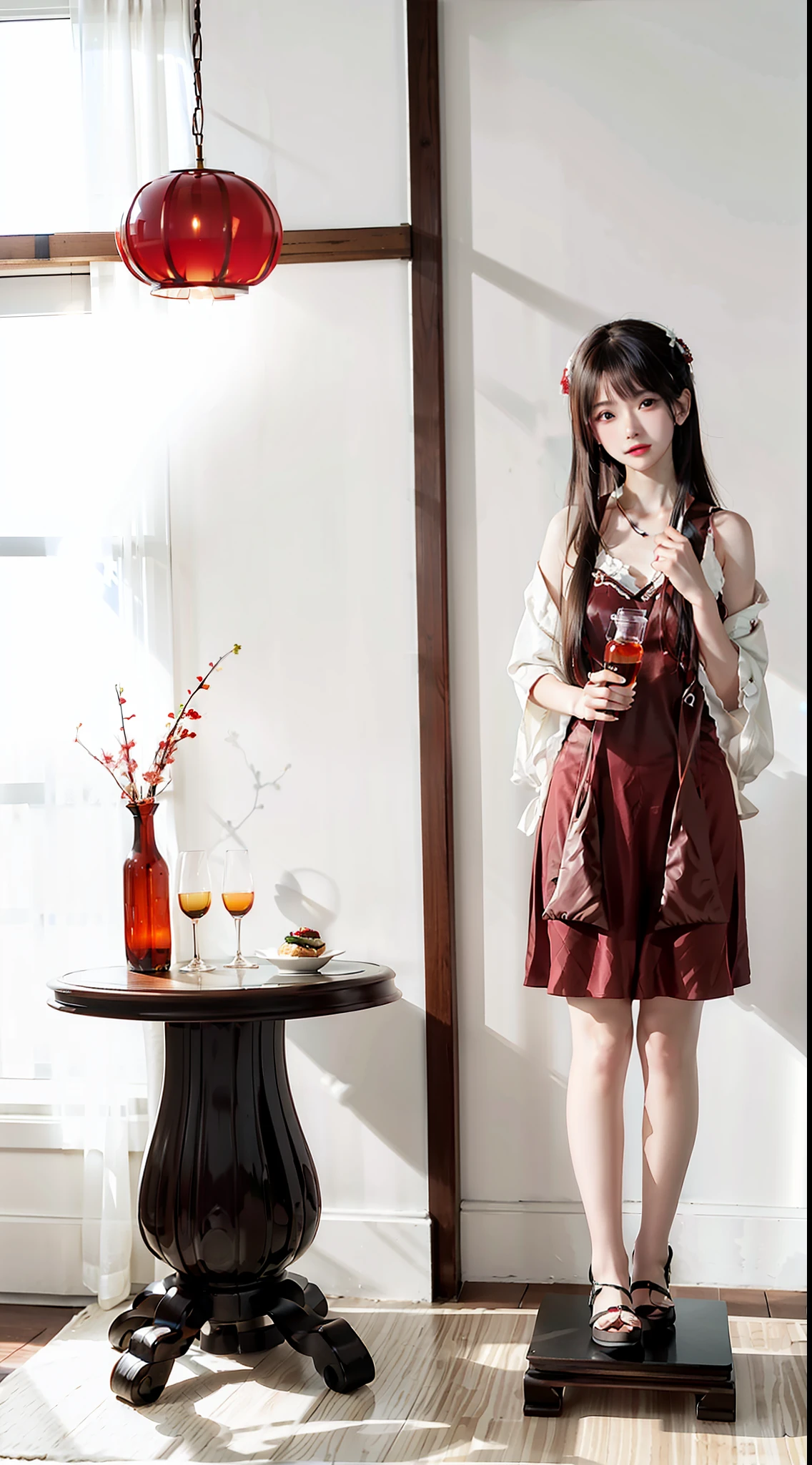 [(white background: 1.4)::5], (red cliff: 1.3), bottle bottom, lampstand, pedestal, platform, (food: 1.8)