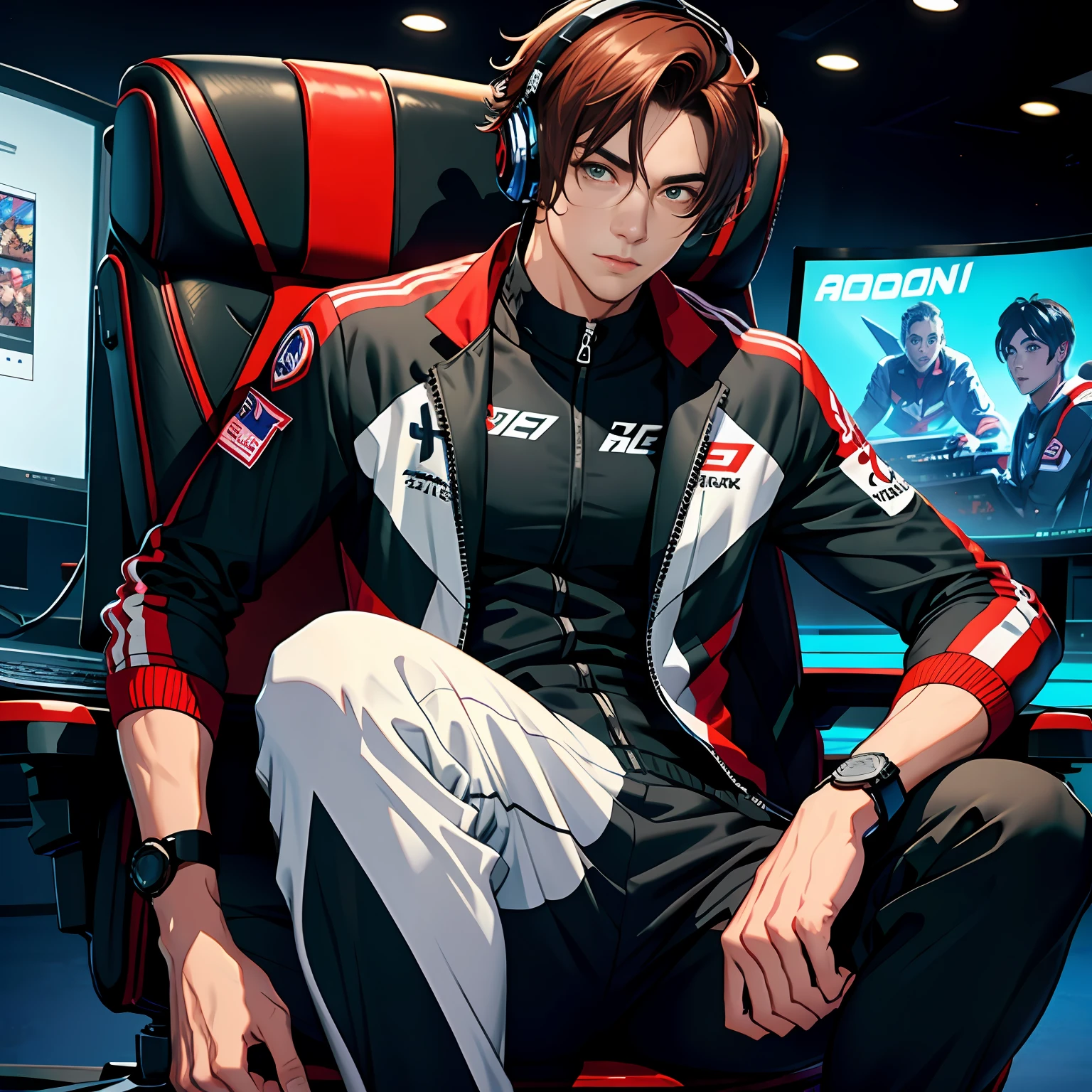 of a handsome man,Wear an esports suit,