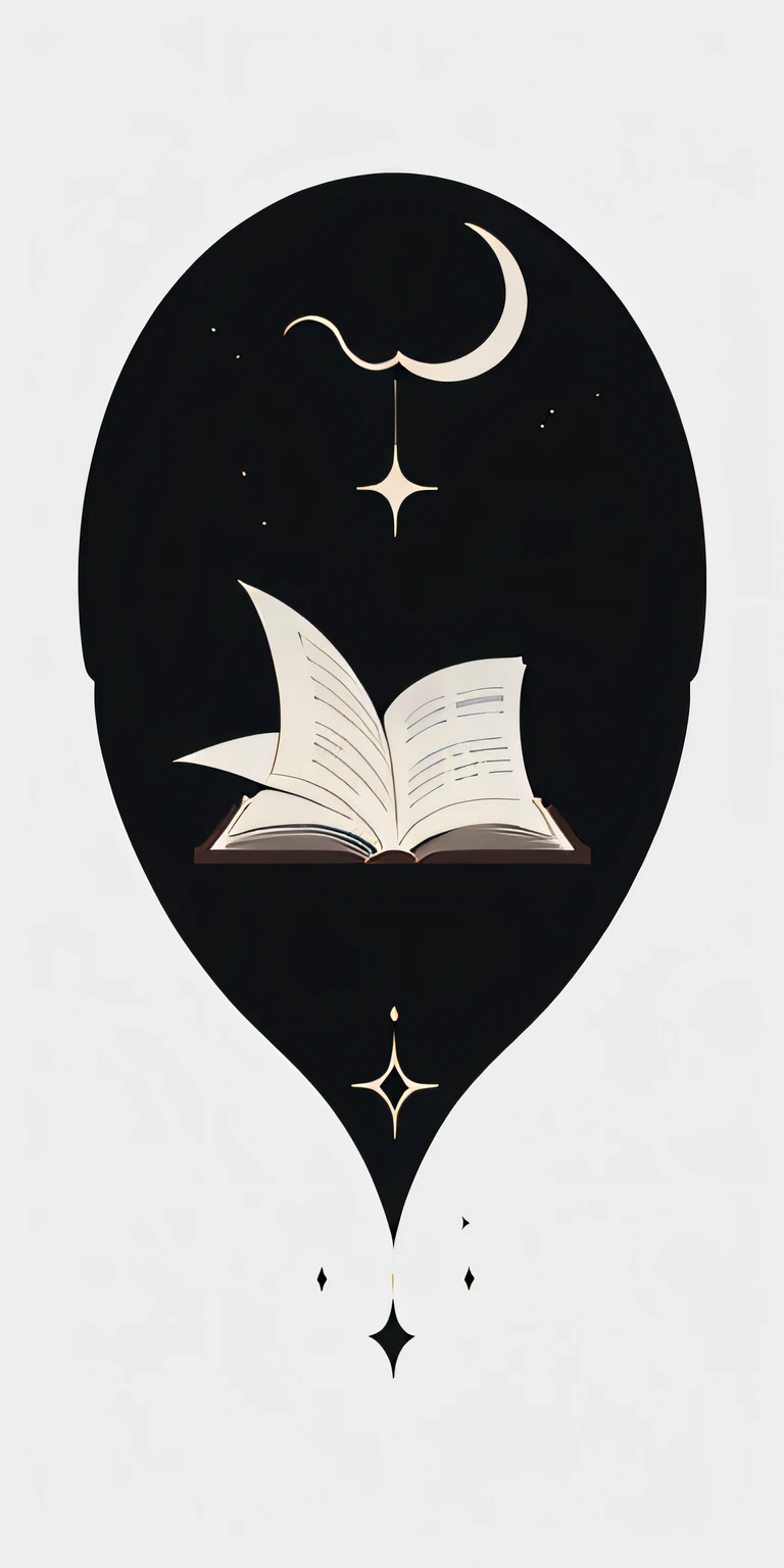 crescent moon, crescent moon above an open book, logo, vector, design, minimalist art