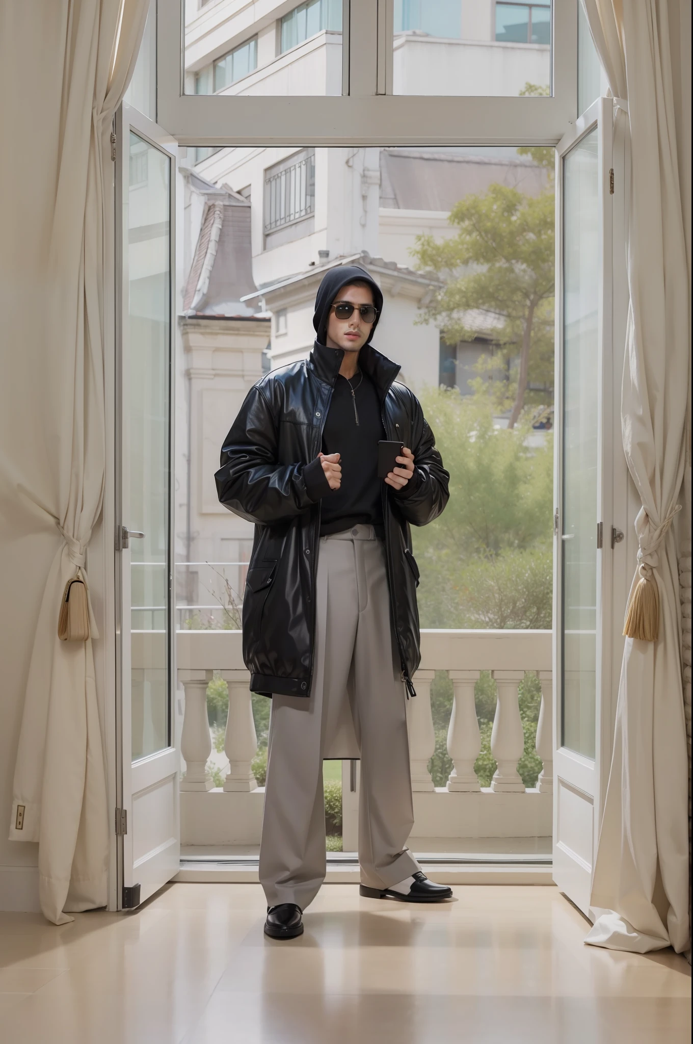 Handsome male style wearing Balenciaga clothing